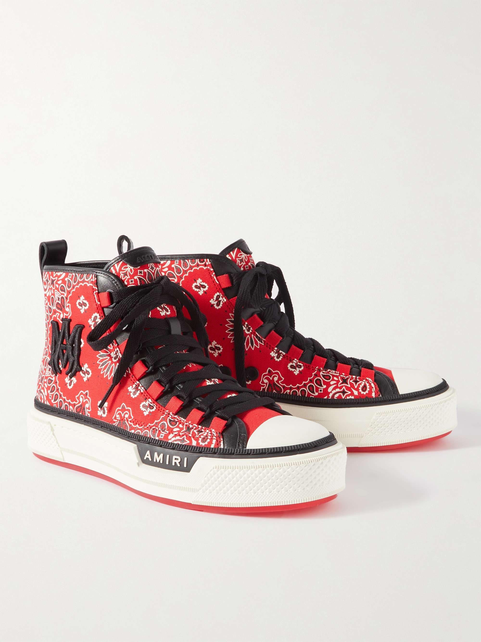 AMIRI Leather-Trimmed Paisley-Print Canvas High-Top Sneakers