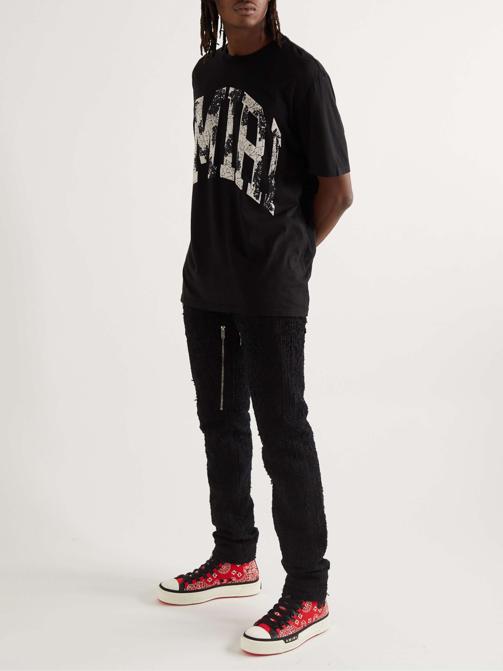 AMIRI Leather-Trimmed Paisley-Print Canvas High-Top Sneakers