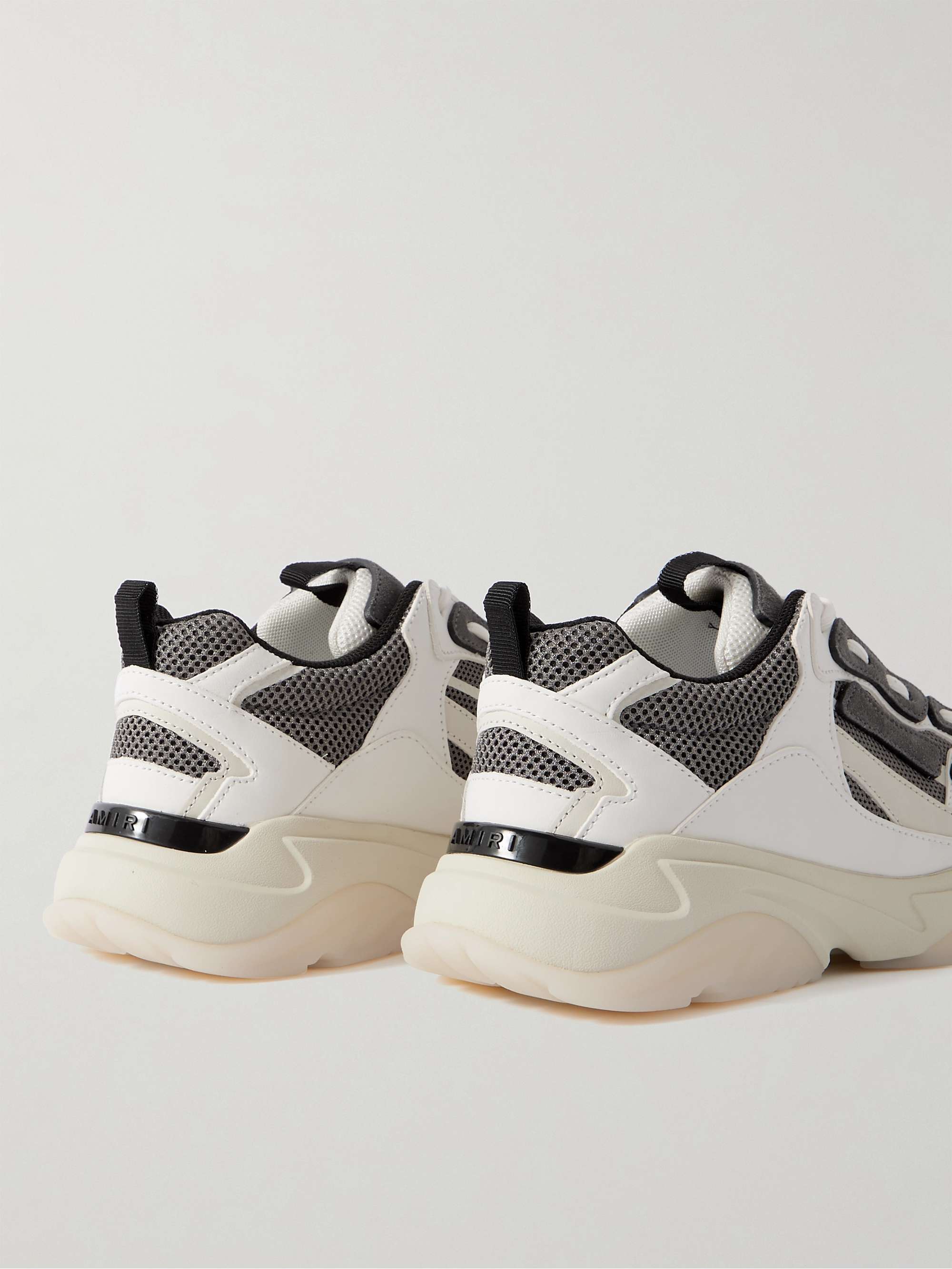 AMIRI Bone Runner Leather-Trimmed Mesh Sneakers
