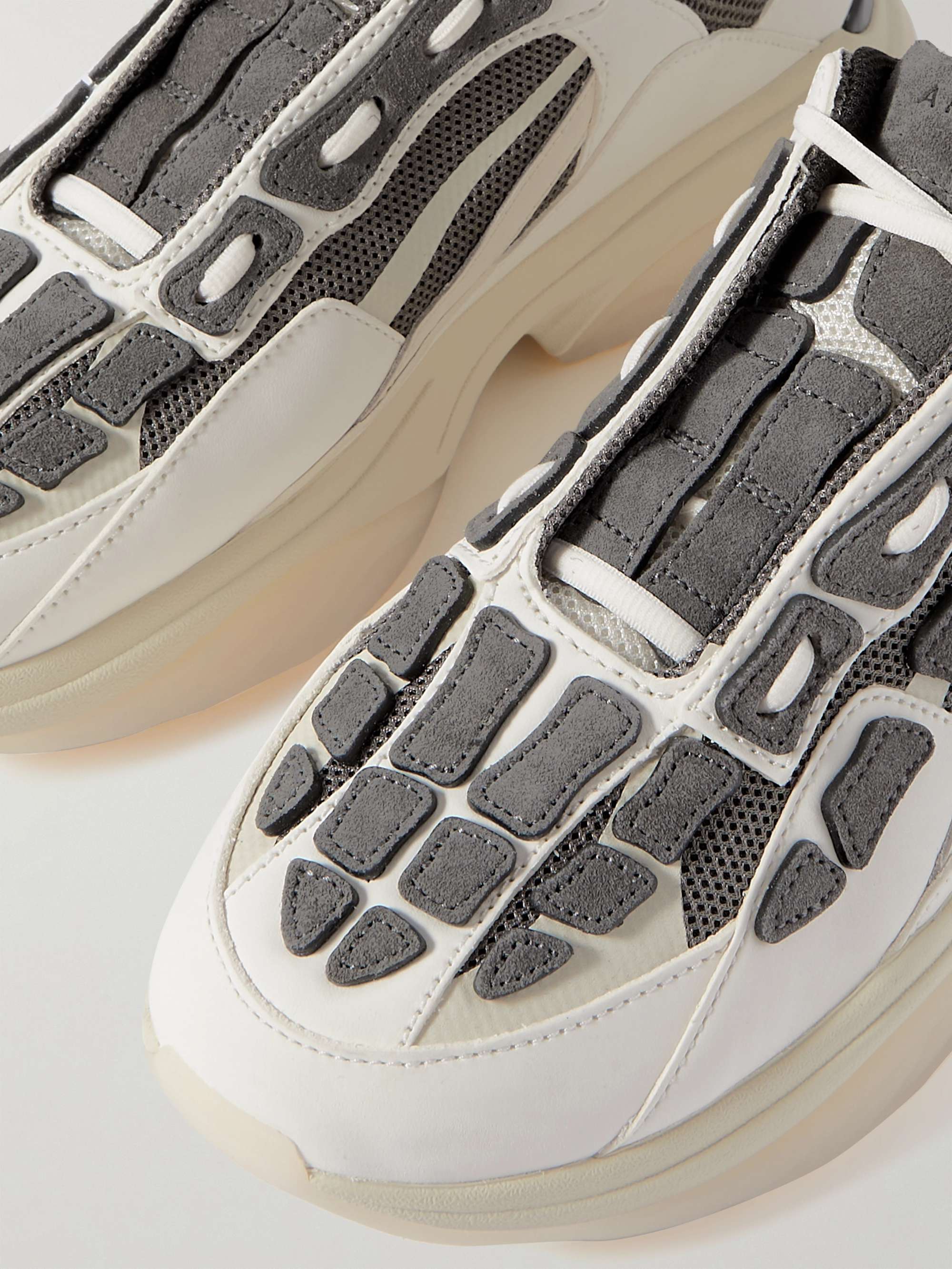 AMIRI Bone Runner Leather-Trimmed Mesh Sneakers