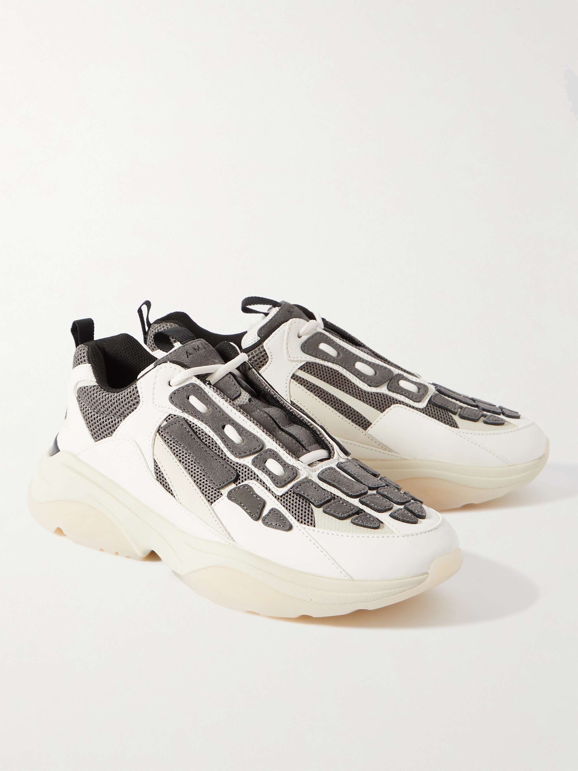 AMIRI Bone Runner Leather-Trimmed Mesh Sneakers