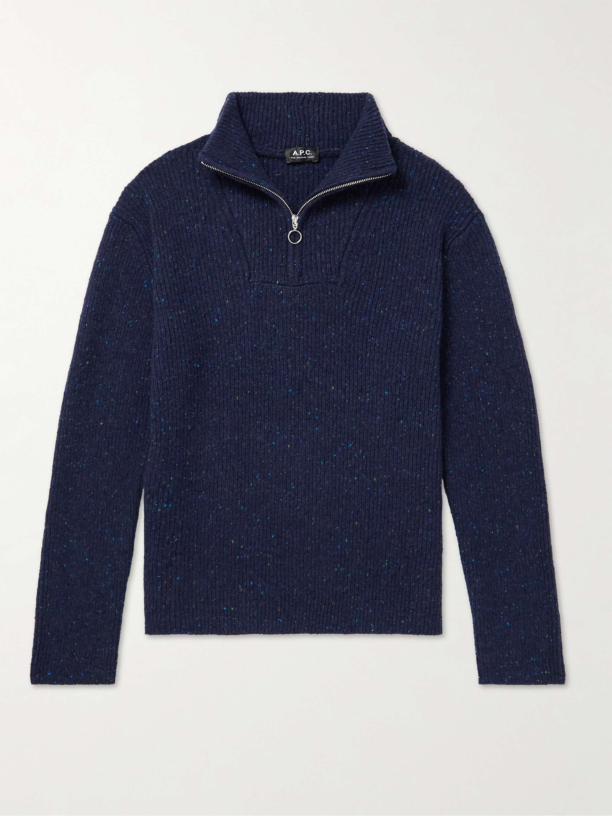 A.P.C. Bing Ribbed Wool-Blend Half-Zip Sweater for Men | MR PORTER