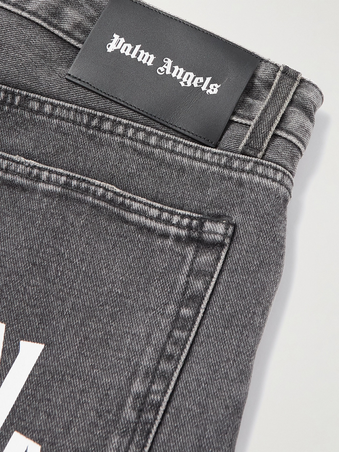 Shop Palm Angels Slim-fit Logo-print Jeans In Gray