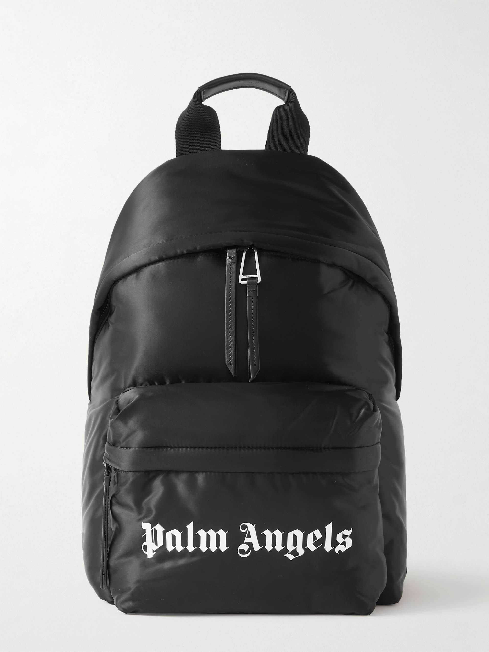 PALM ANGELS Logo-Print Leather-Trimmed Shell Backpack for Men | MR