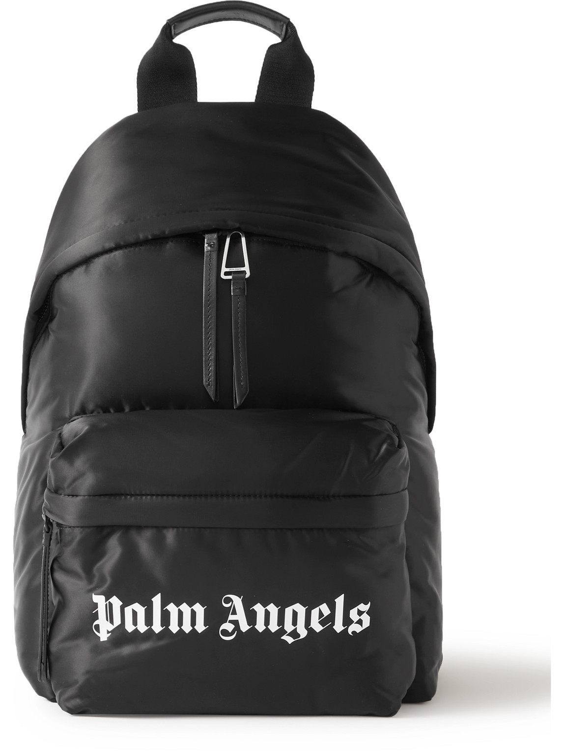 PALM ANGELS LOGO-PRINT LEATHER-TRIMMED SHELL BACKPACK