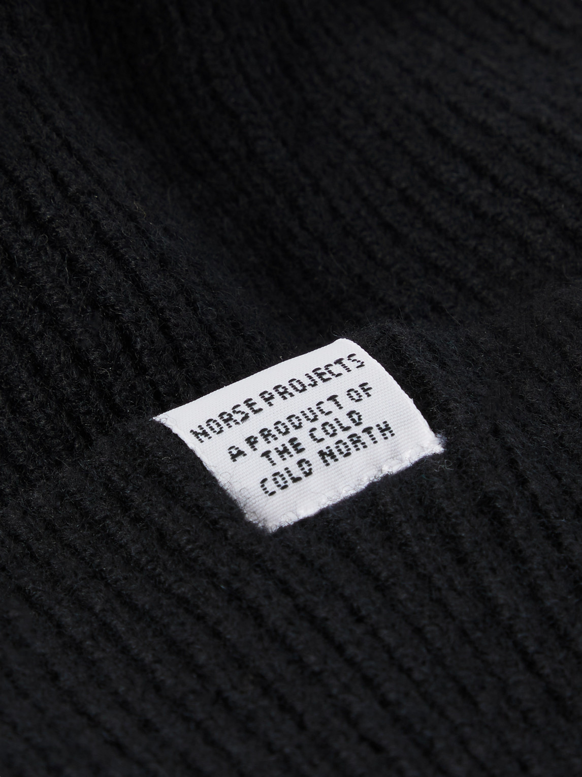 Shop Norse Projects Ribbed Wool Beanie In Black