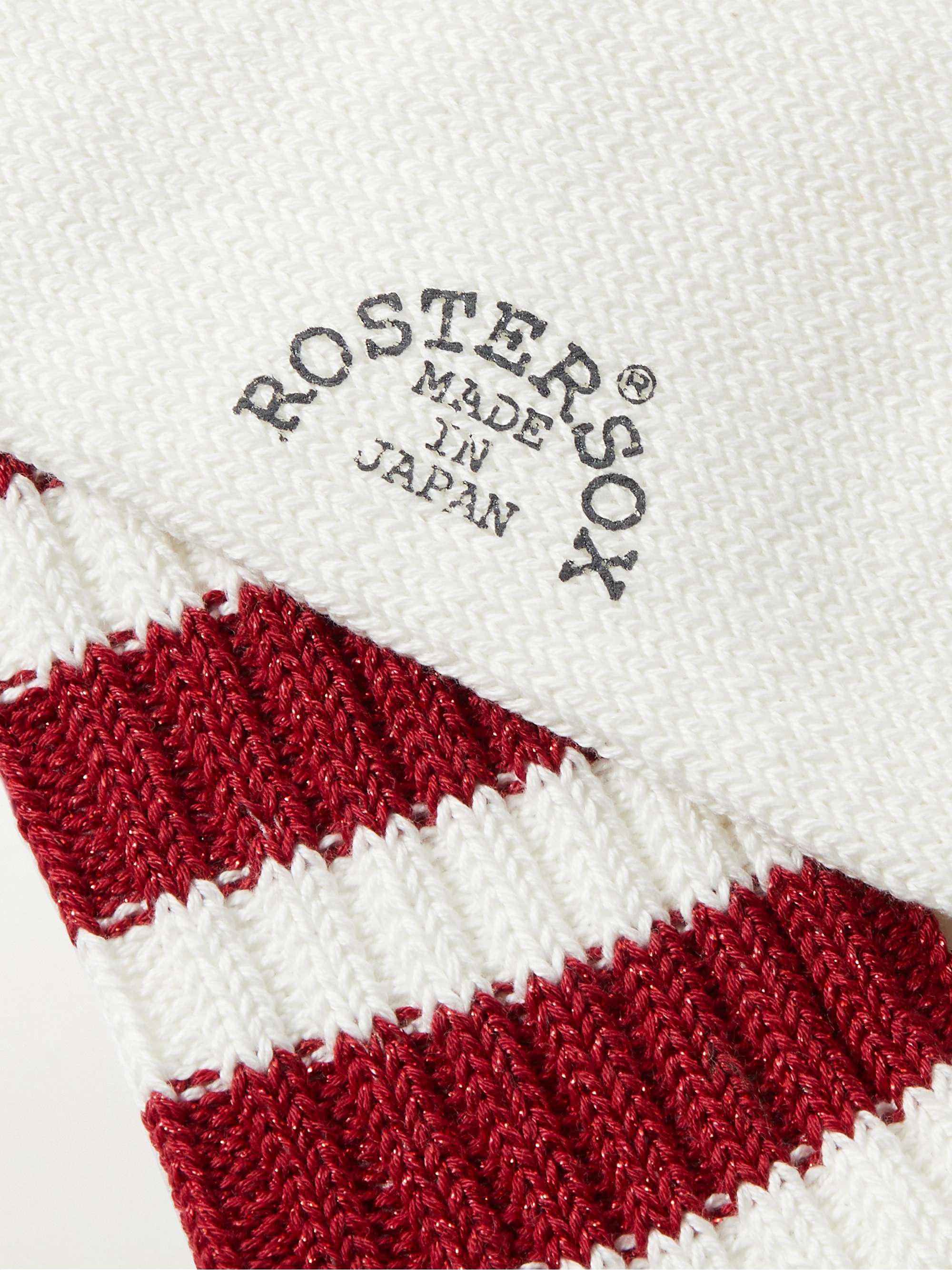 ROSTERSOX Metallic Striped Ribbed Cotton-Blend Socks