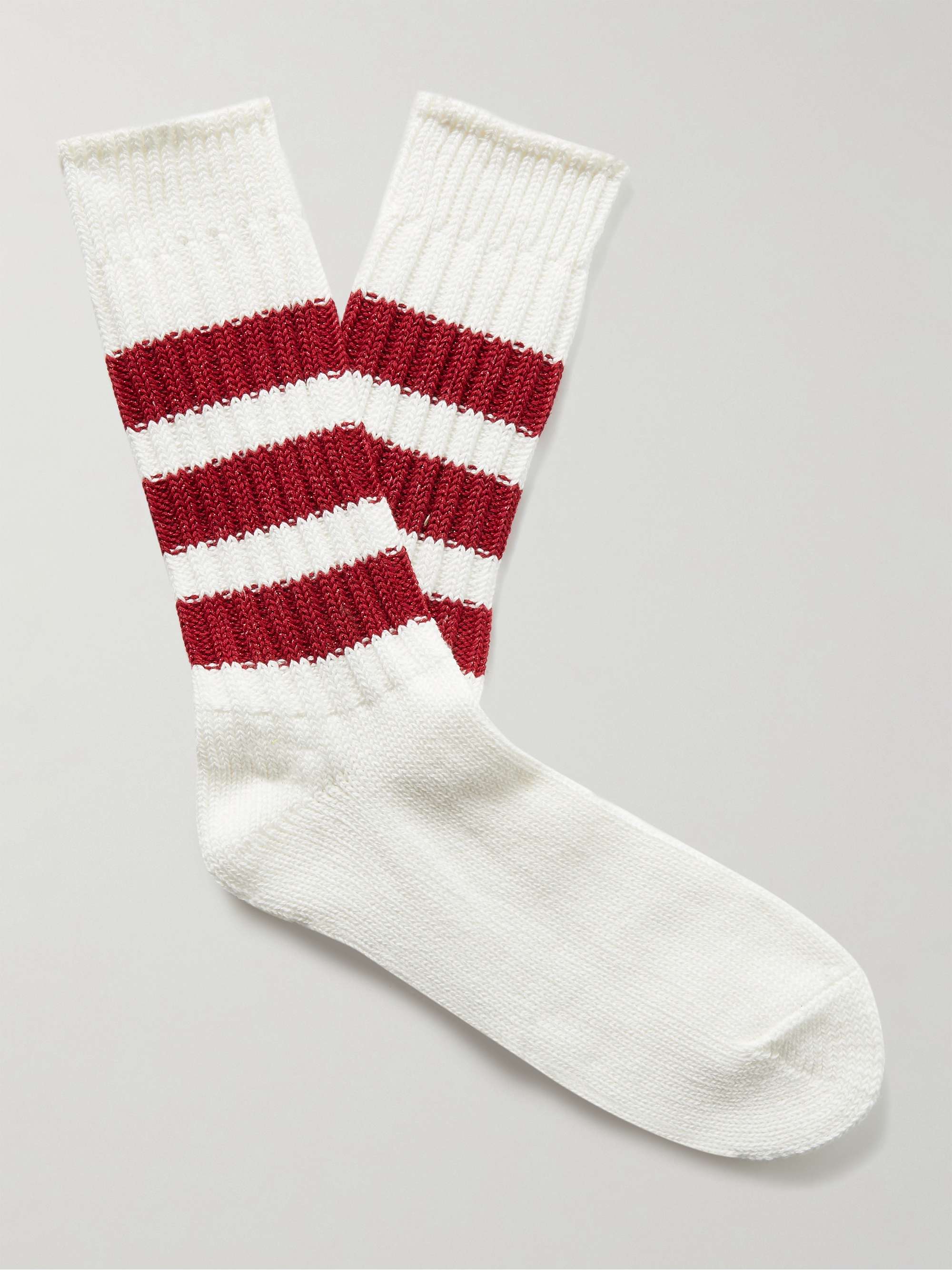ROSTERSOX Metallic Striped Ribbed Cotton-Blend Socks
