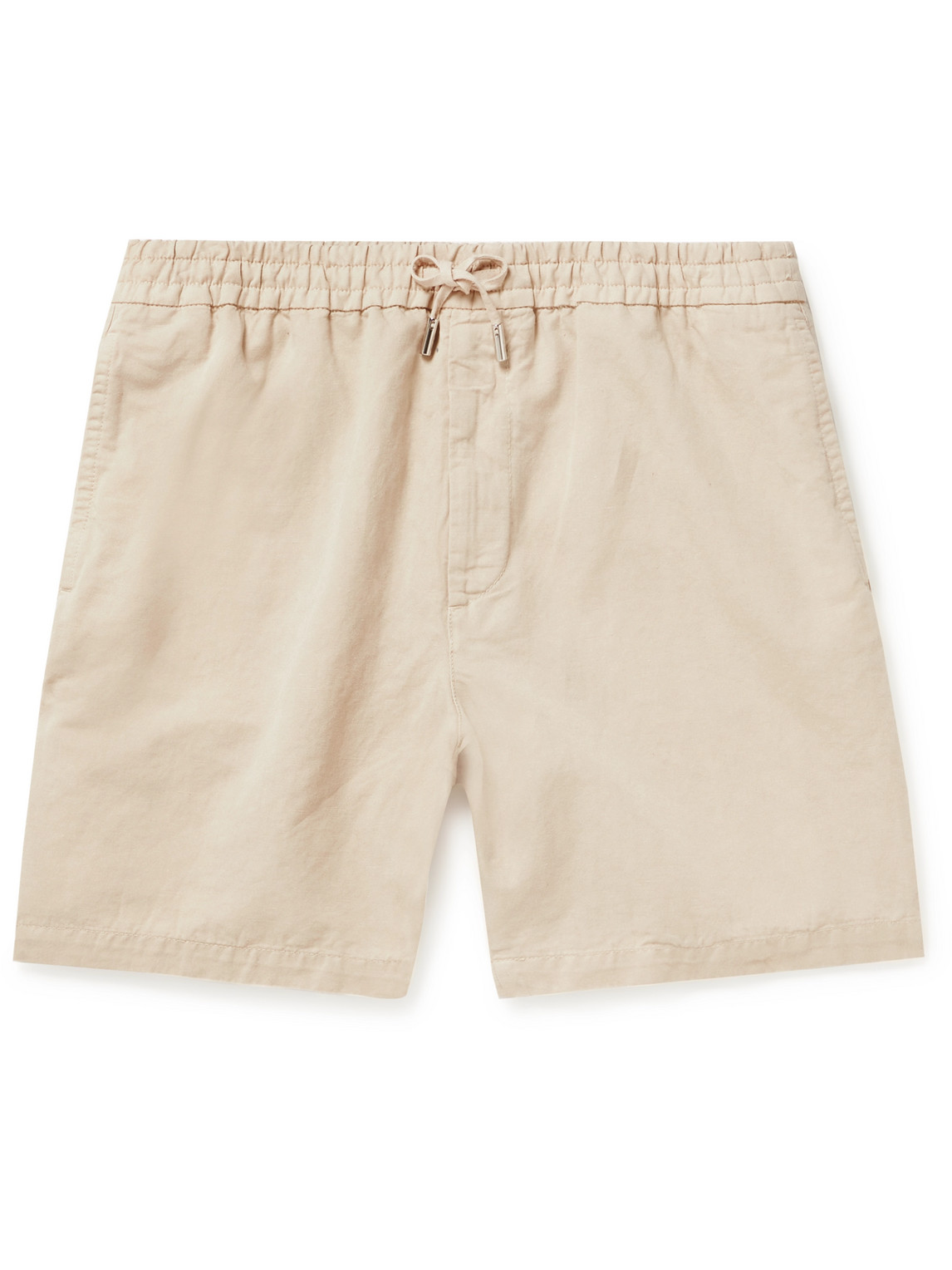 Mr P Straight-leg Cotton And Linen-blend Drawstring Shorts In Neutrals