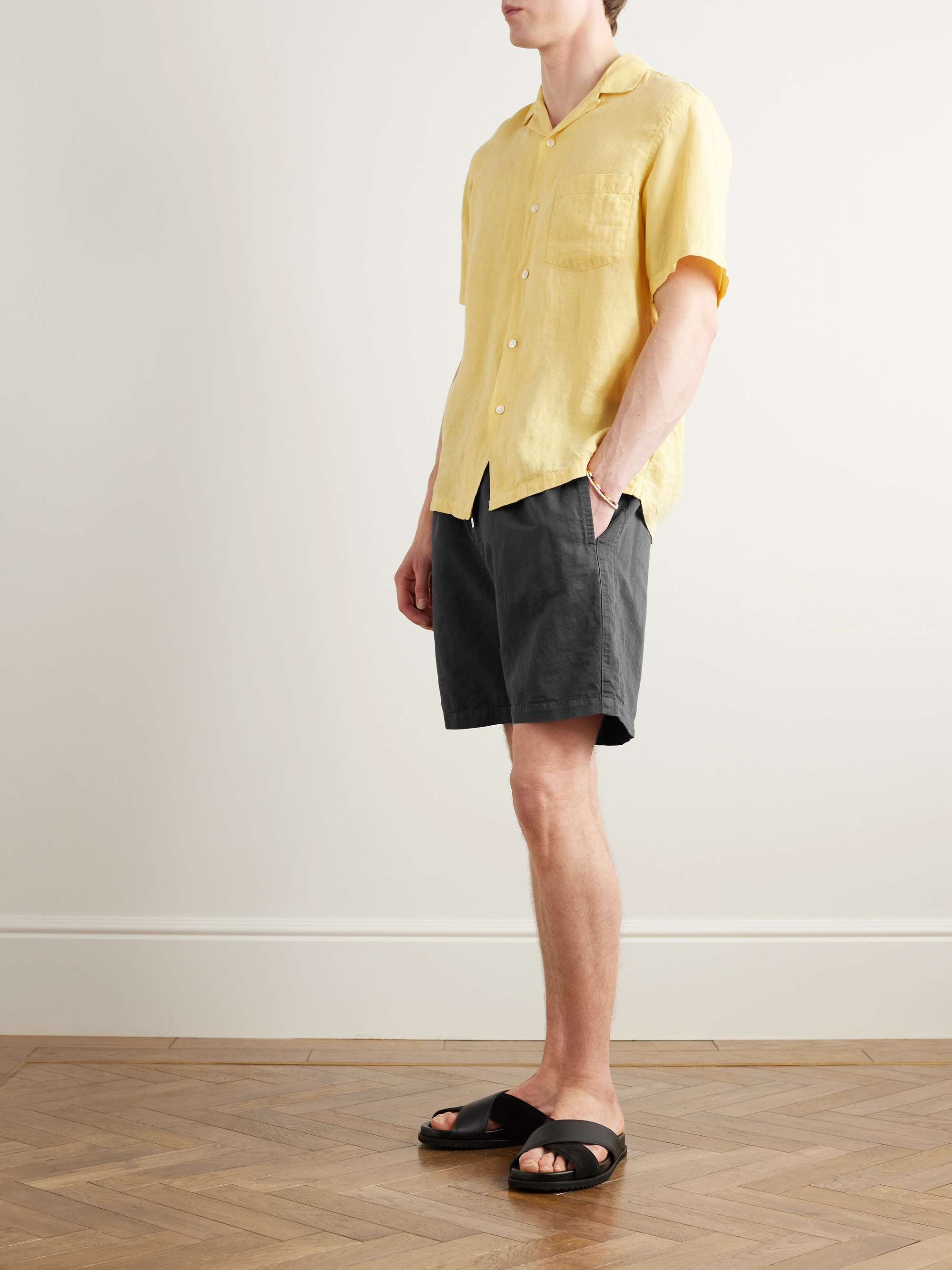 MR P. Straight-Leg Cotton and Linen-Blend Drawstring Shorts