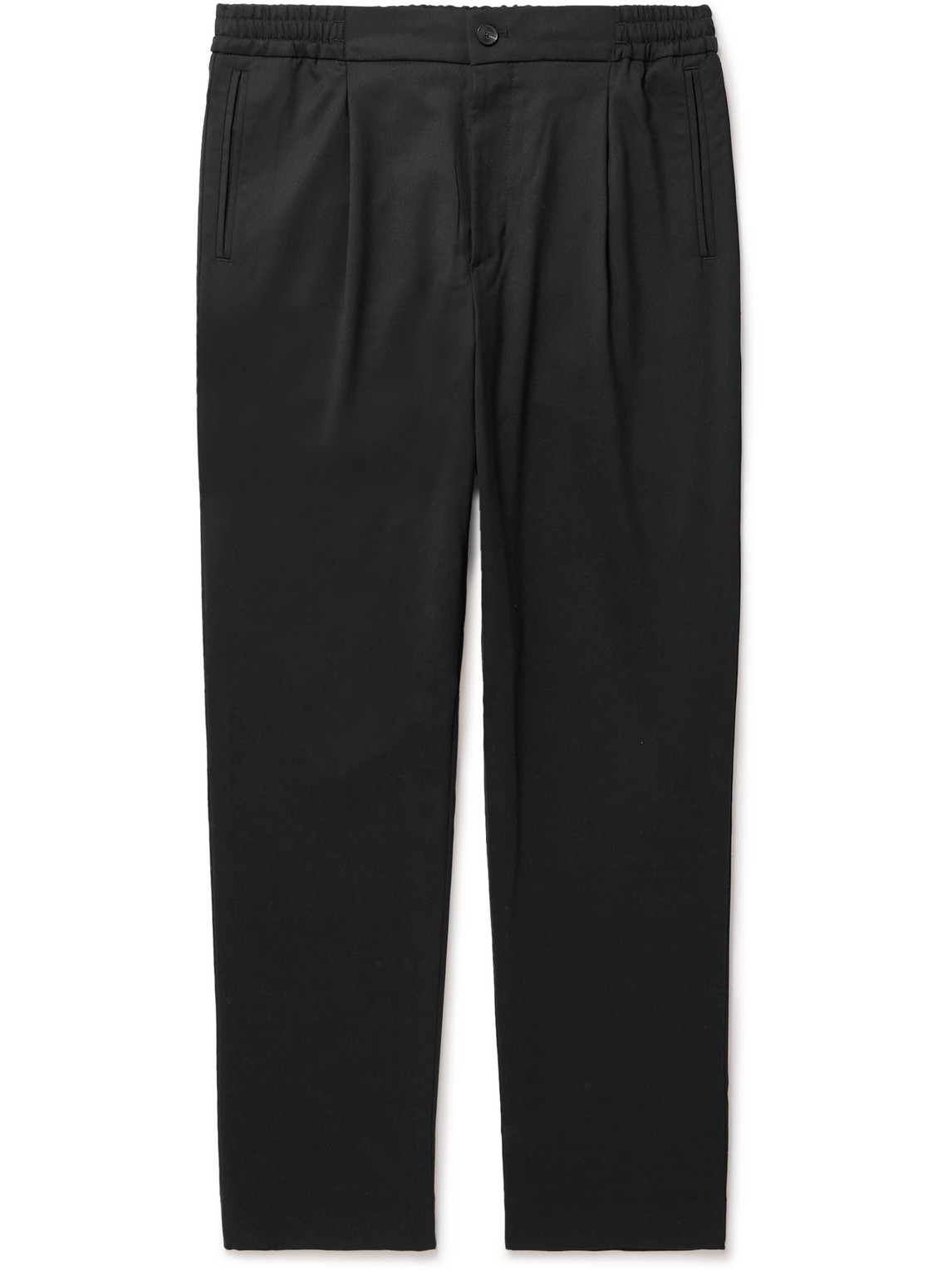 Mr P Tapered Twill Trousers In Black