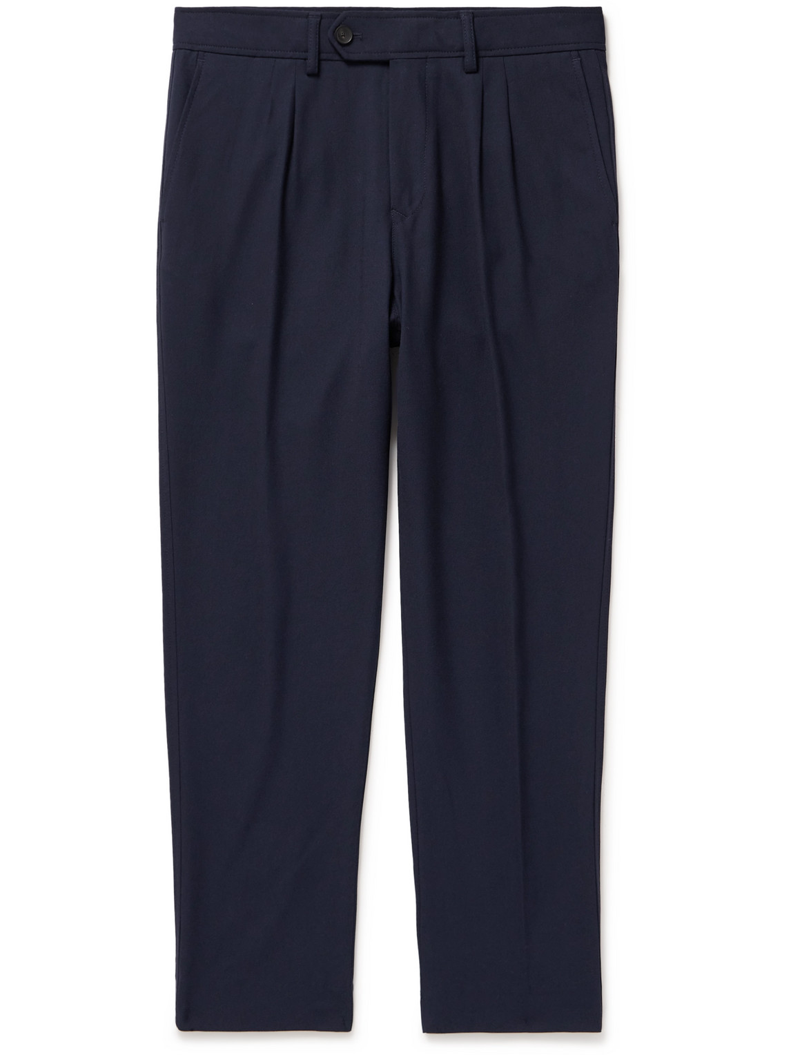 Mr P Tapered Pleated Woven Trousers In Blue