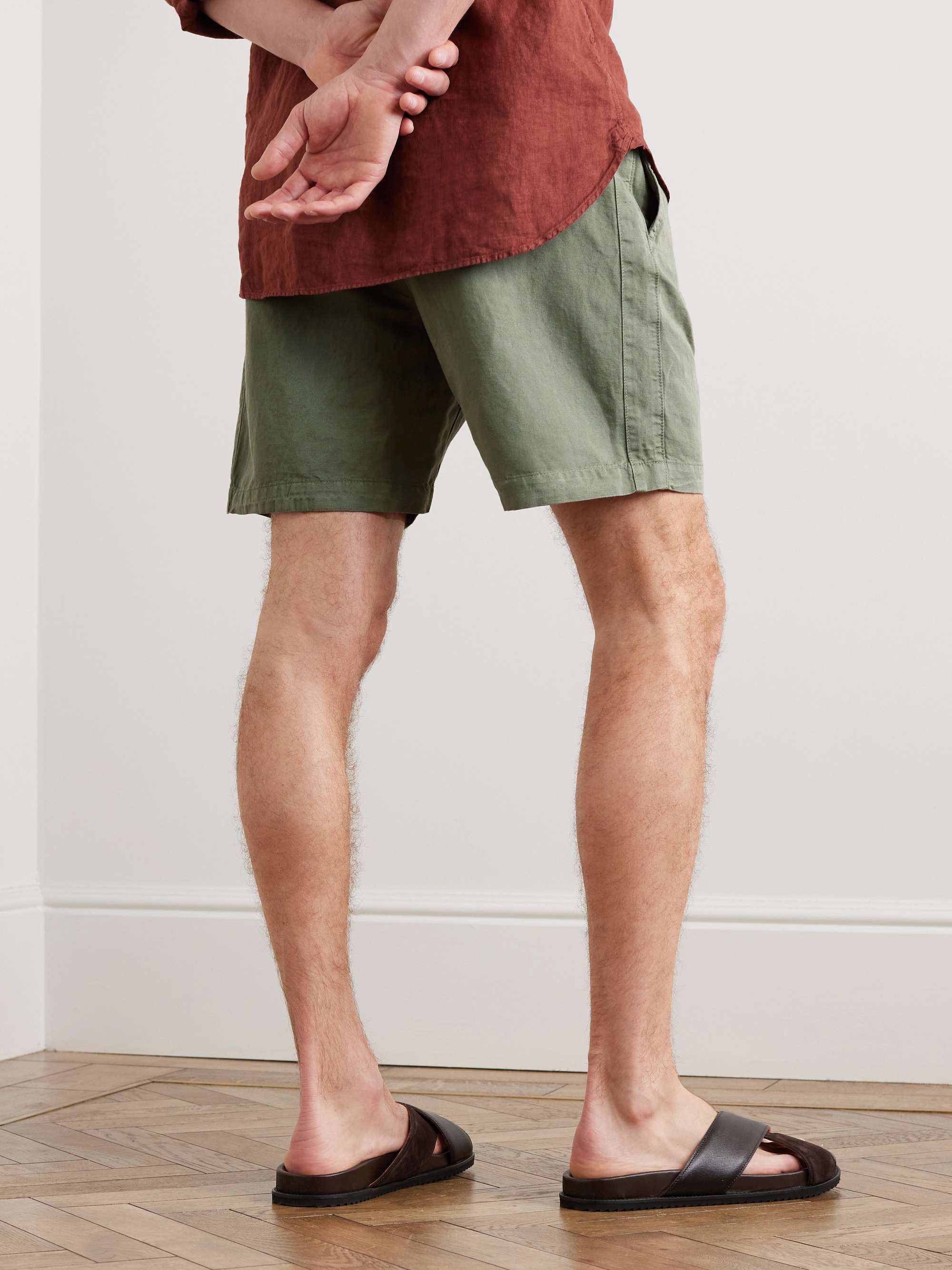 MR P. Straight-Leg Cotton and Linen-Blend Drawstring Shorts
