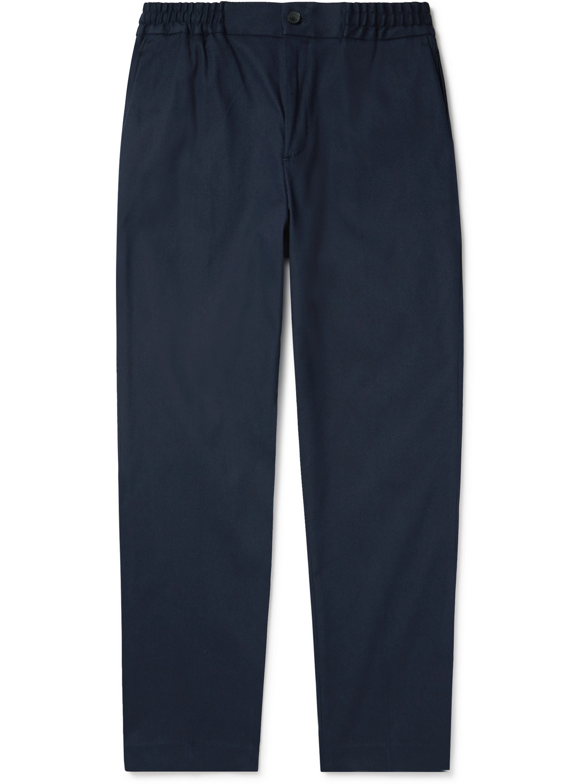 Mr P Straight-leg Cotton-blend Poplin Trousers In Blue