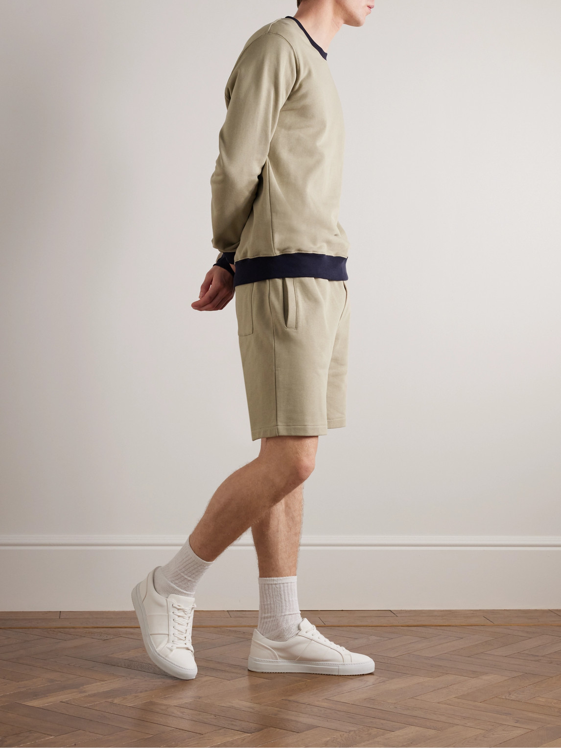 Straight-Leg Colour-Block Cotton-Jersey Drawstring Shorts — 2