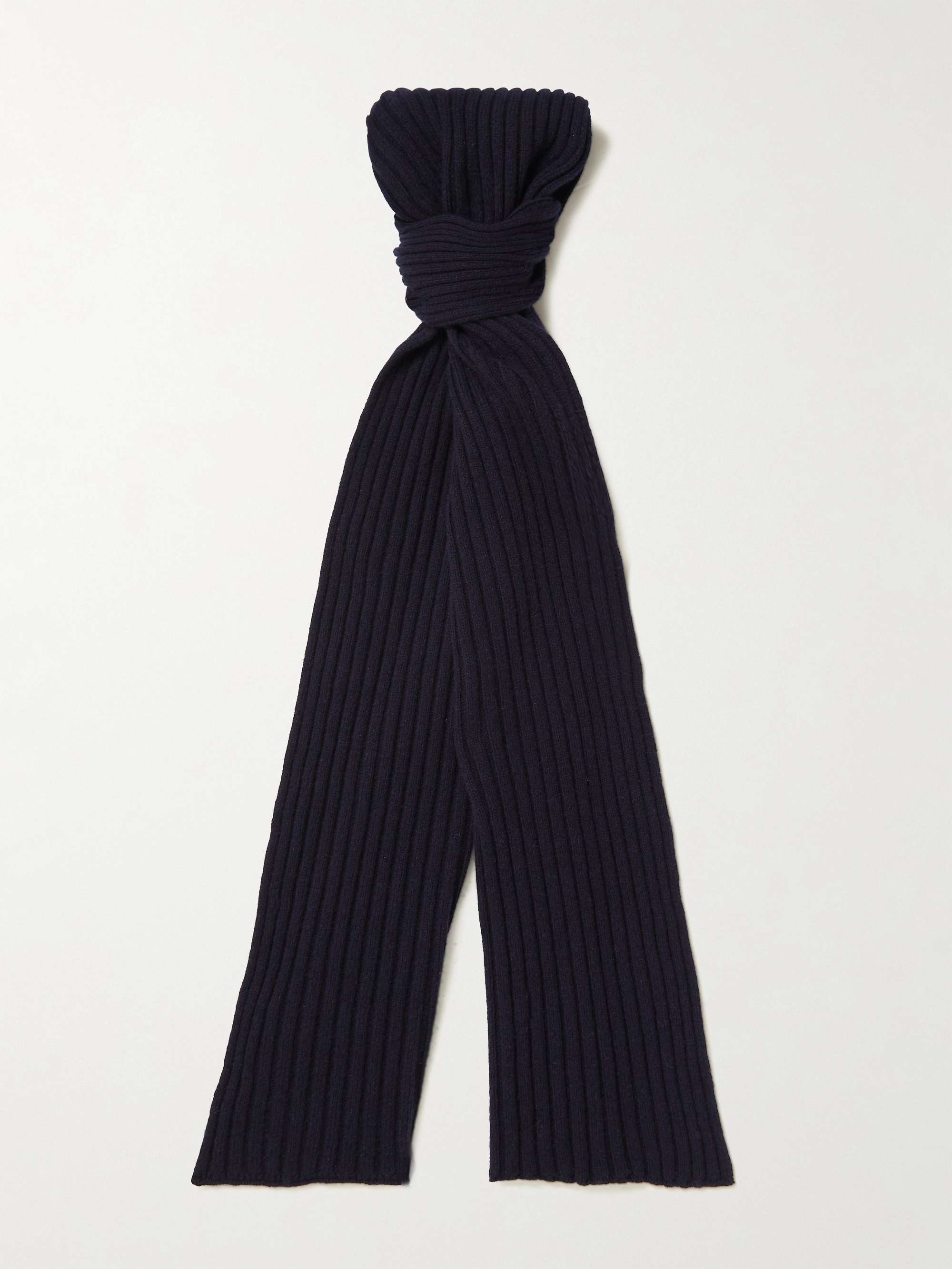 DE PETRILLO Ribbed Wool and Cashmere-Blend Scarf