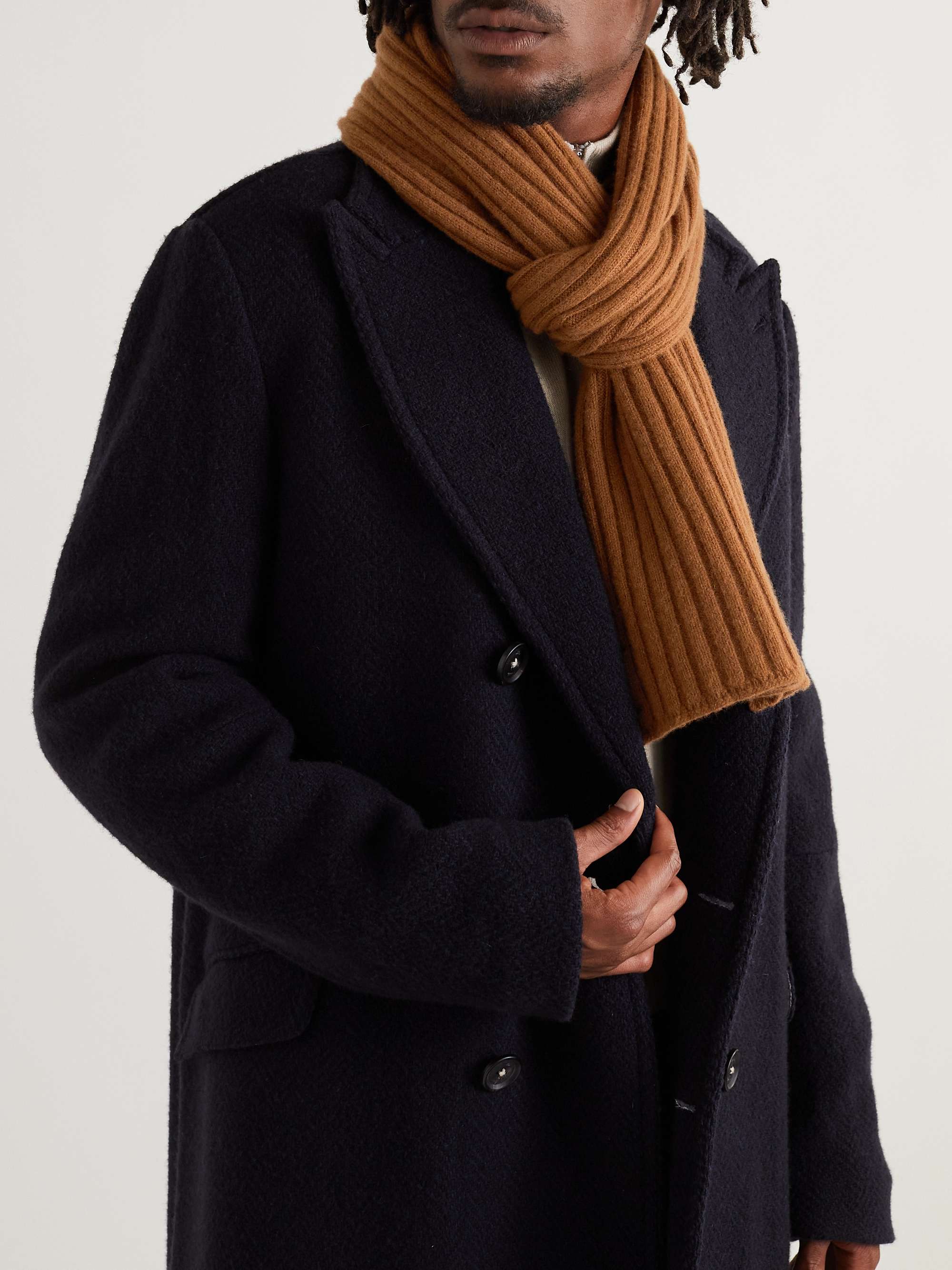 DE PETRILLO Ribbed Wool and Cashmere-Blend Scarf
