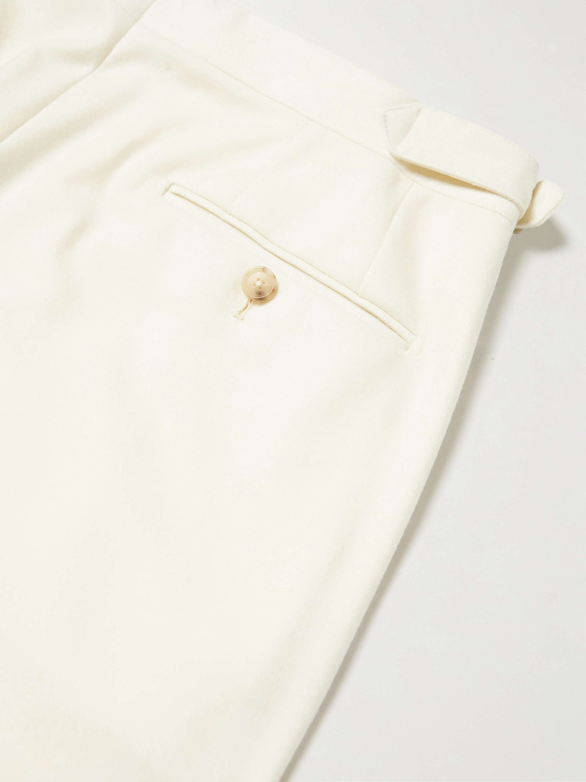 DE PETRILLO Straight-Leg Pleated Cotton-Flannel Trousers