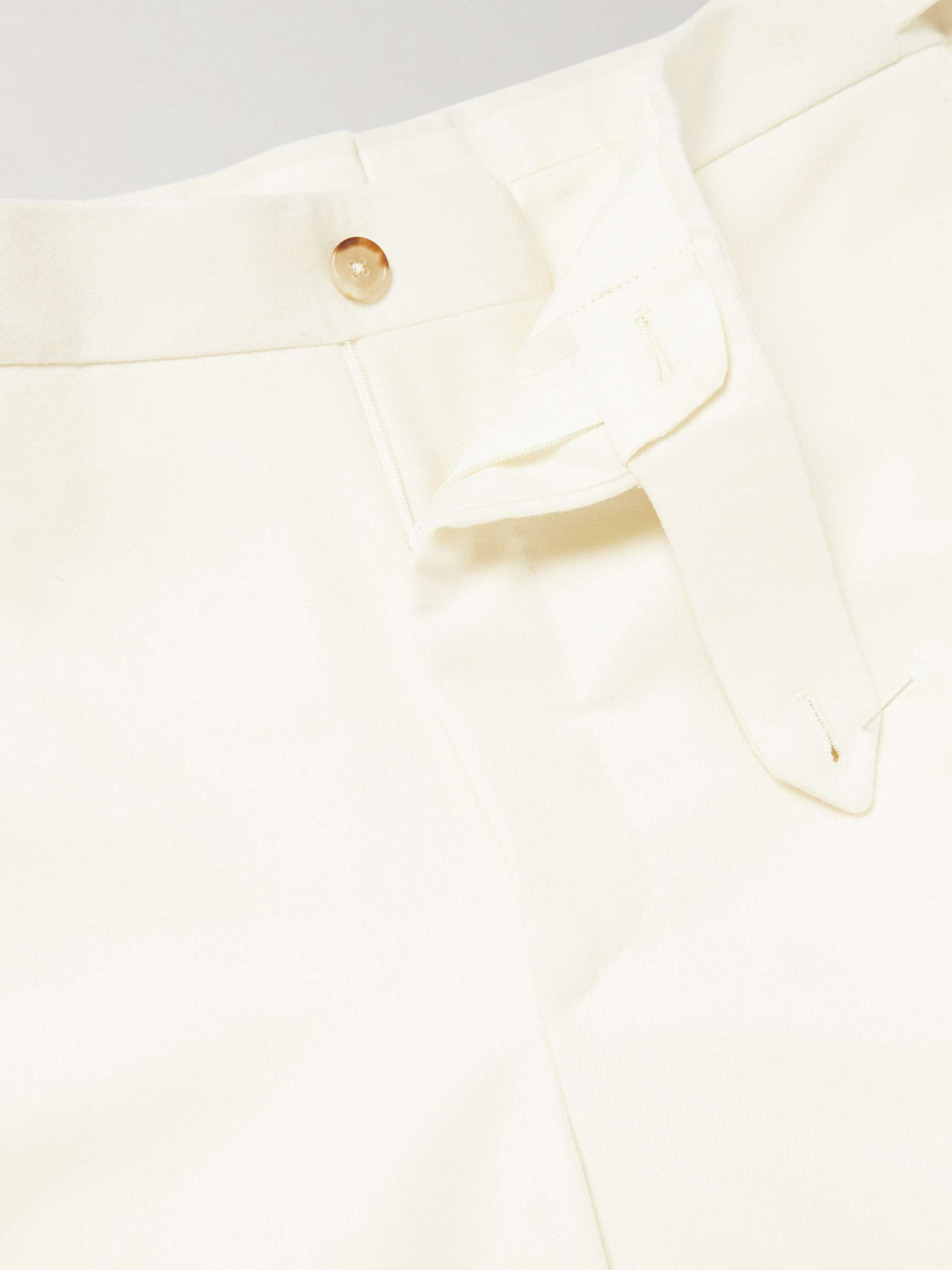 DE PETRILLO Straight-Leg Pleated Cotton-Flannel Trousers