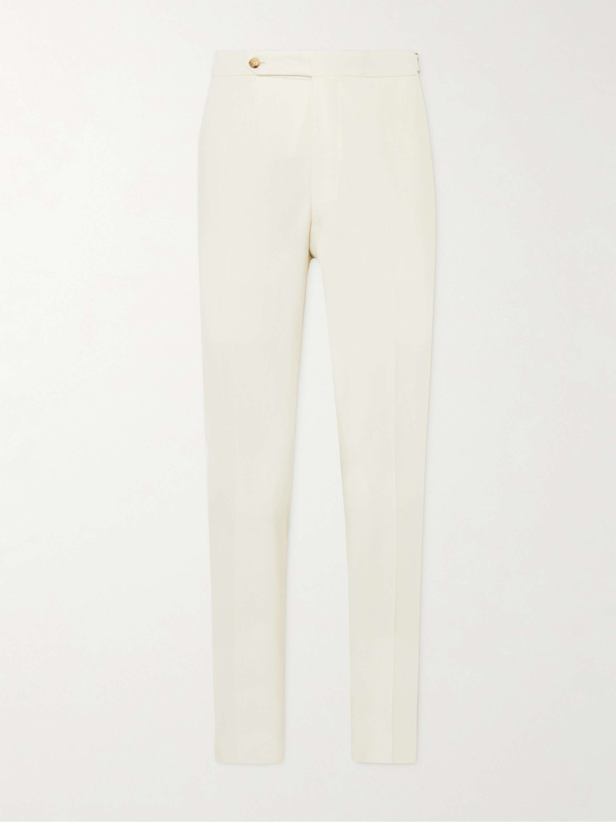 DE PETRILLO Straight-Leg Pleated Cotton-Flannel Trousers