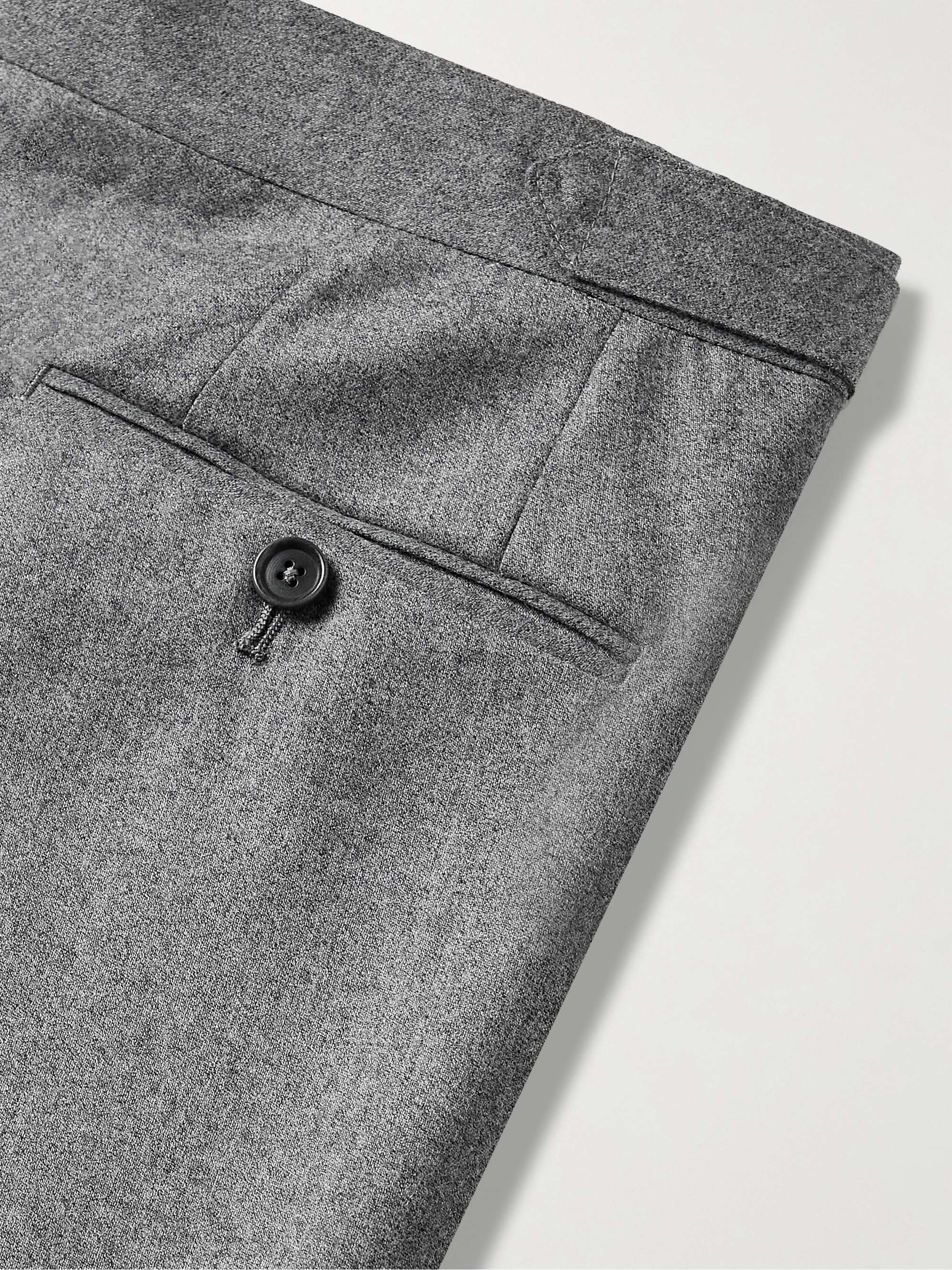 DE PETRILLO Straight-Leg Pleated Wool-Flannel Trousers