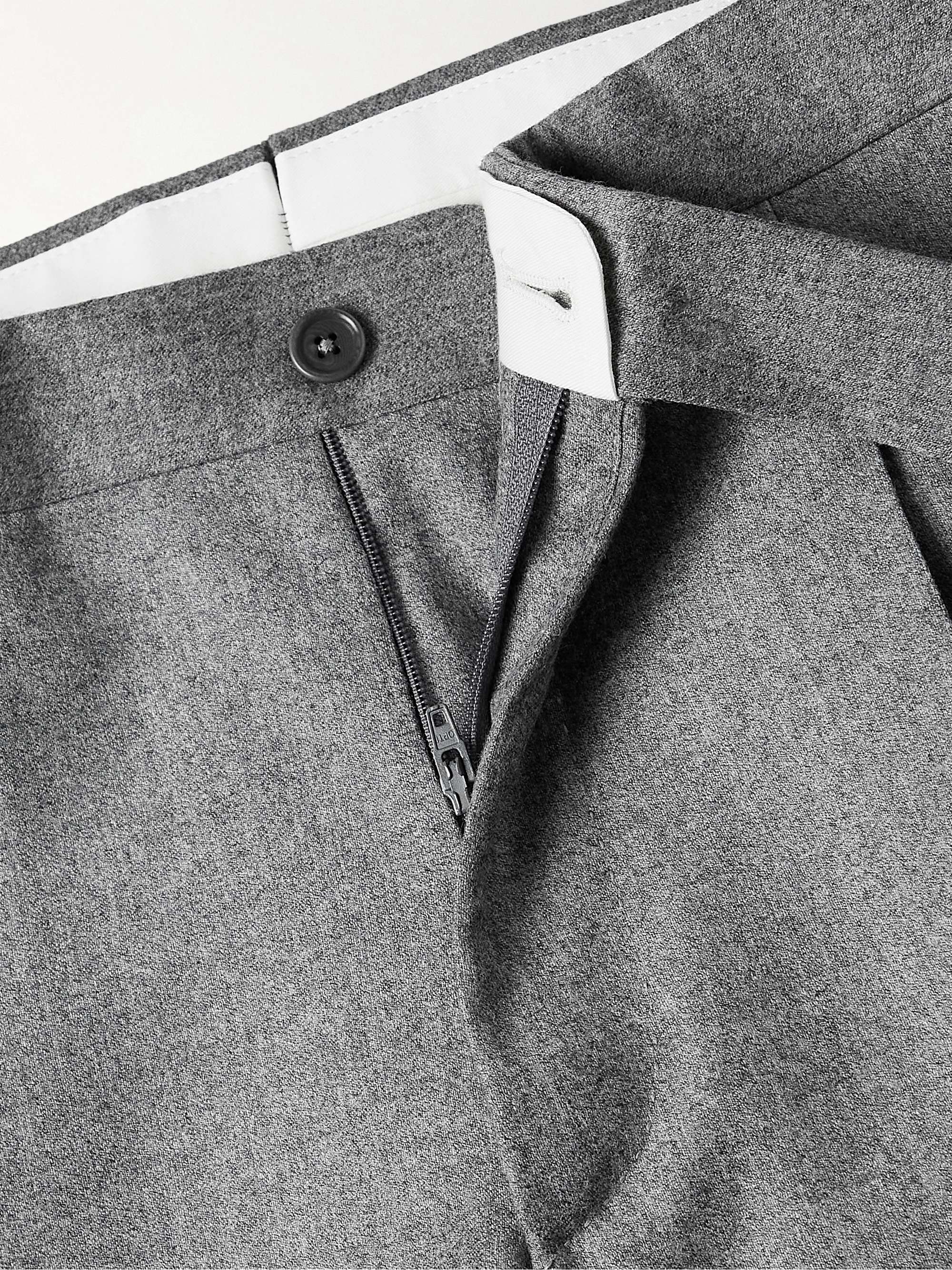 DE PETRILLO Straight-Leg Pleated Wool-Flannel Trousers