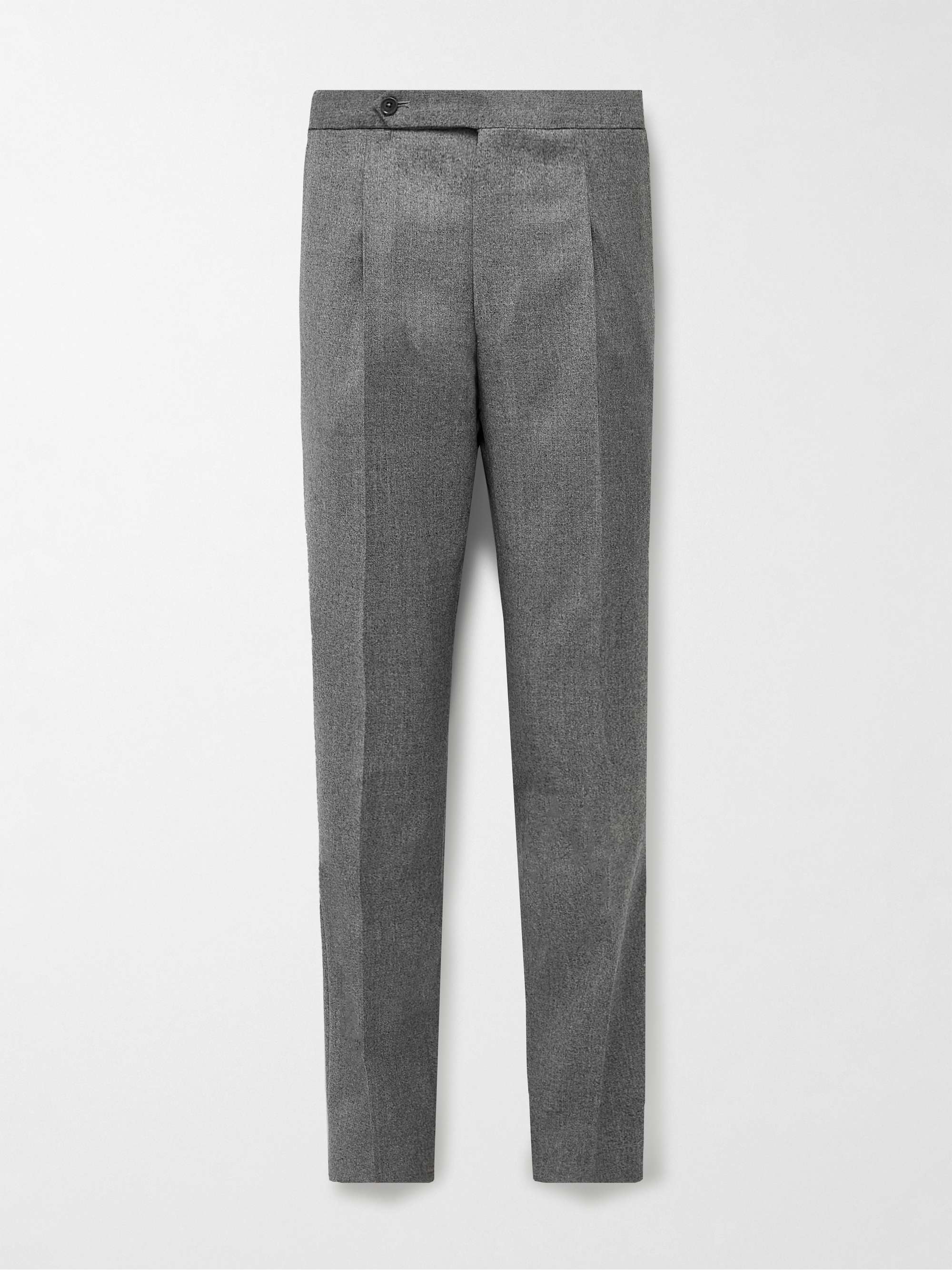 DE PETRILLO Straight-Leg Pleated Wool-Flannel Trousers
