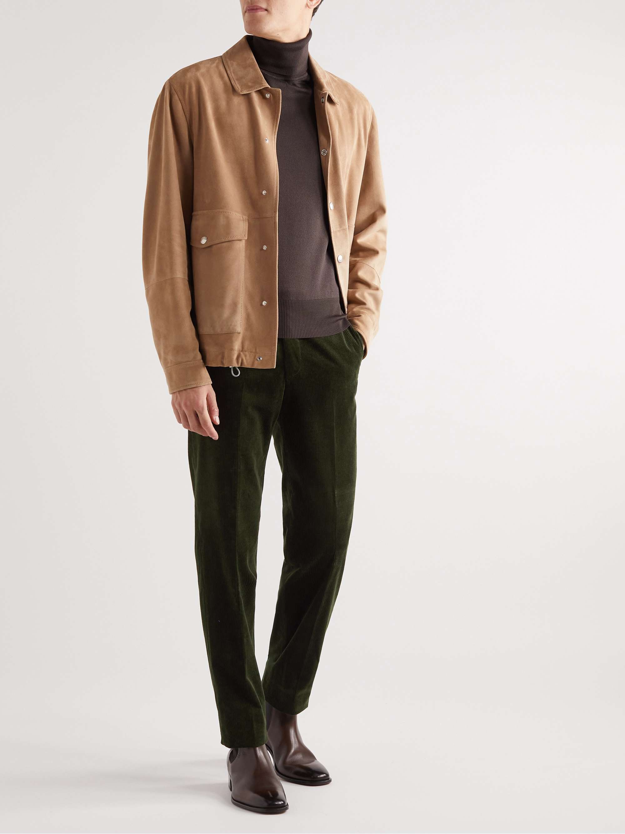 DE PETRILLO Straight-Leg Cotton-Blend Corduroy Trousers