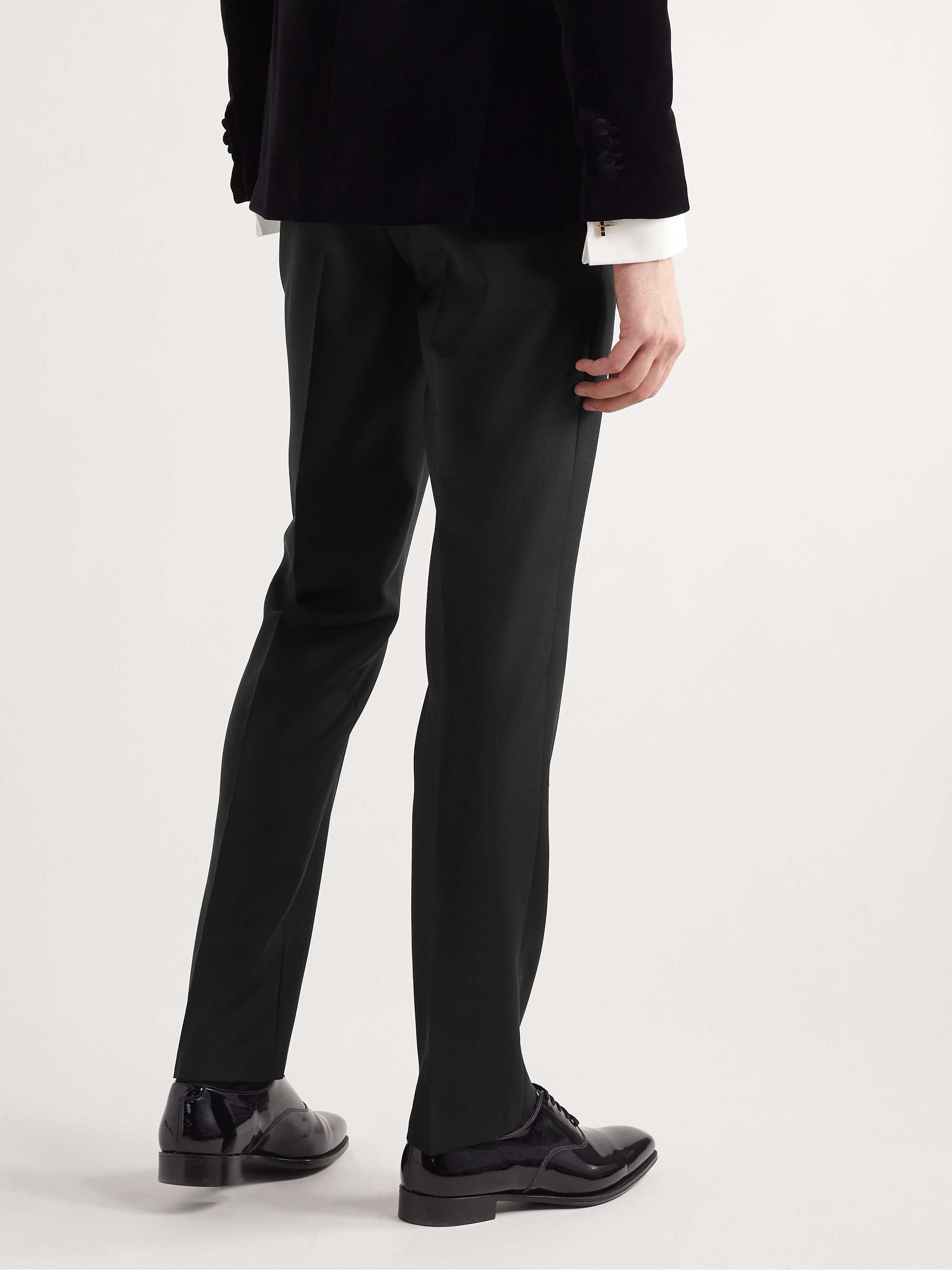 DE PETRILLO Straight-Leg Wool and Mohair-Blend Tuxedo Trousers