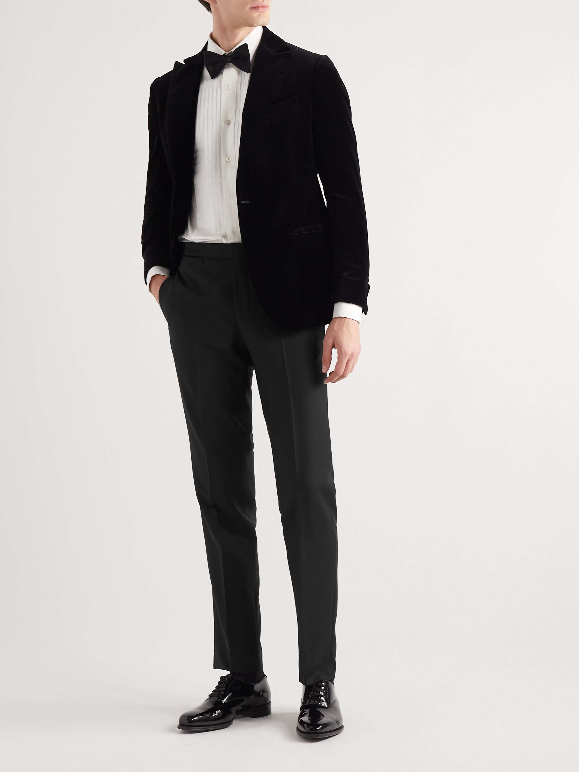 DE PETRILLO Straight-Leg Wool and Mohair-Blend Tuxedo Trousers