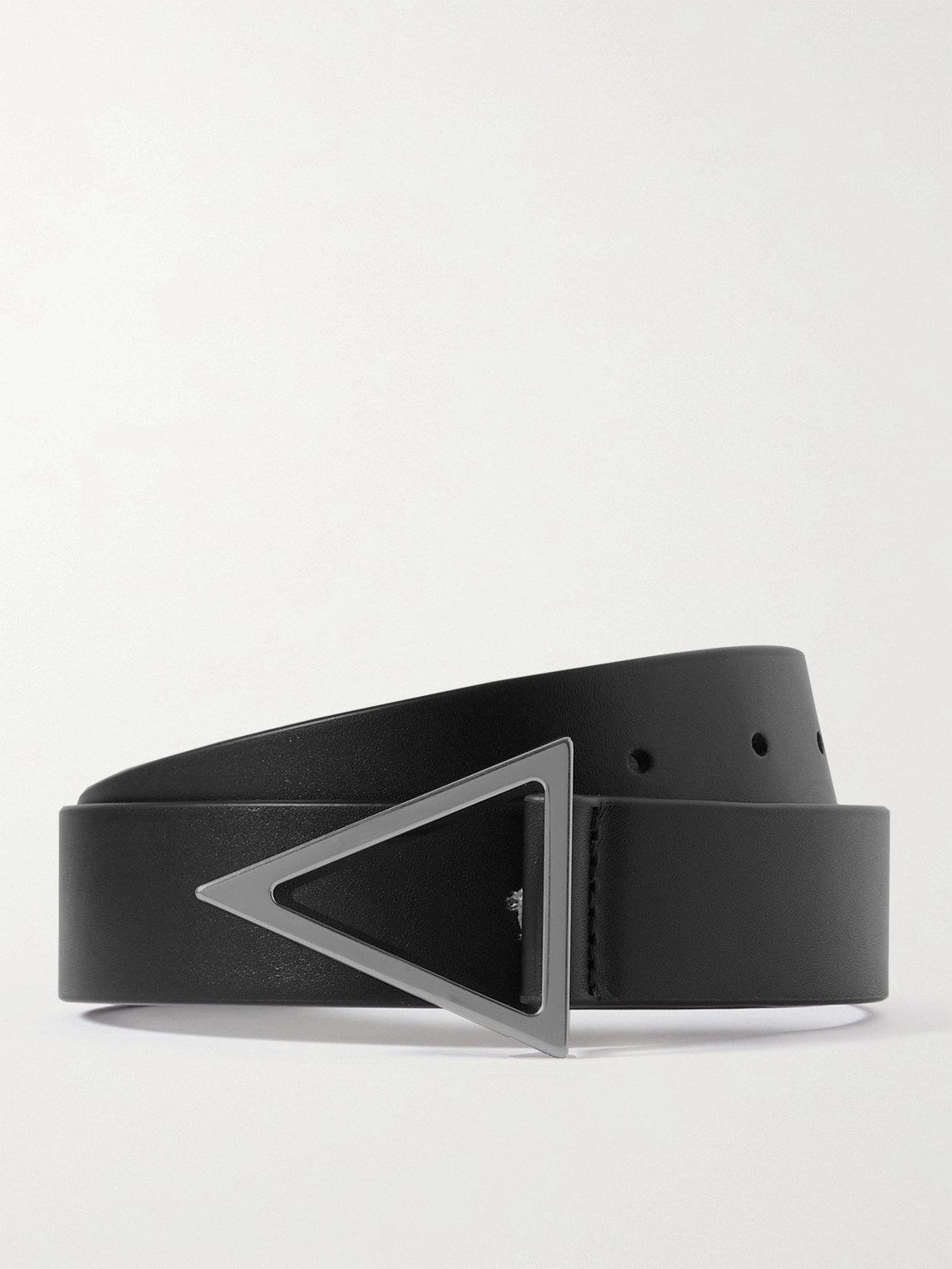 Bottega Veneta Leather Triangular-buckle Belt In Black