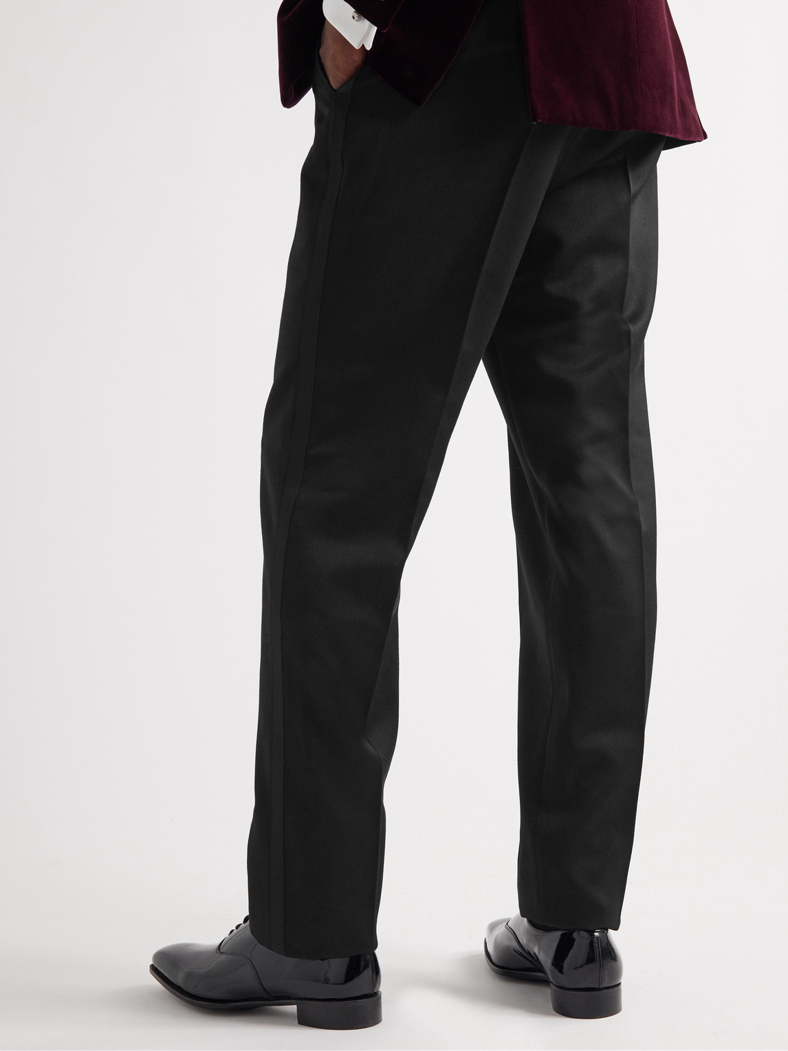 Shop Favourbrook Hampton Slim-fit Grosgrain-trimmed Wool-twill Tuxedo Trousers In Black