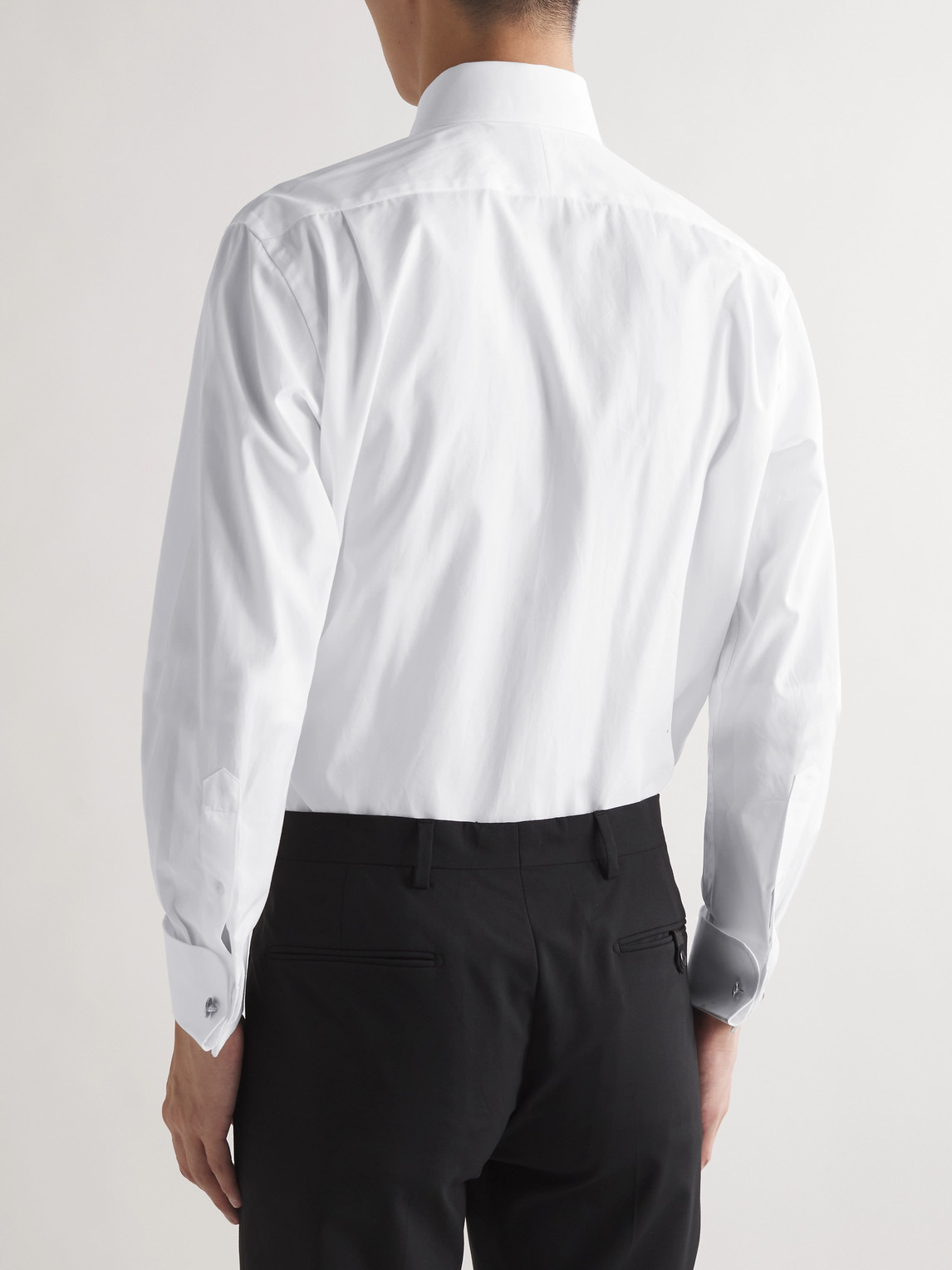 Shop Favourbrook Pleated Double-cuff Cotton-poplin Tuxedo Shirt In White