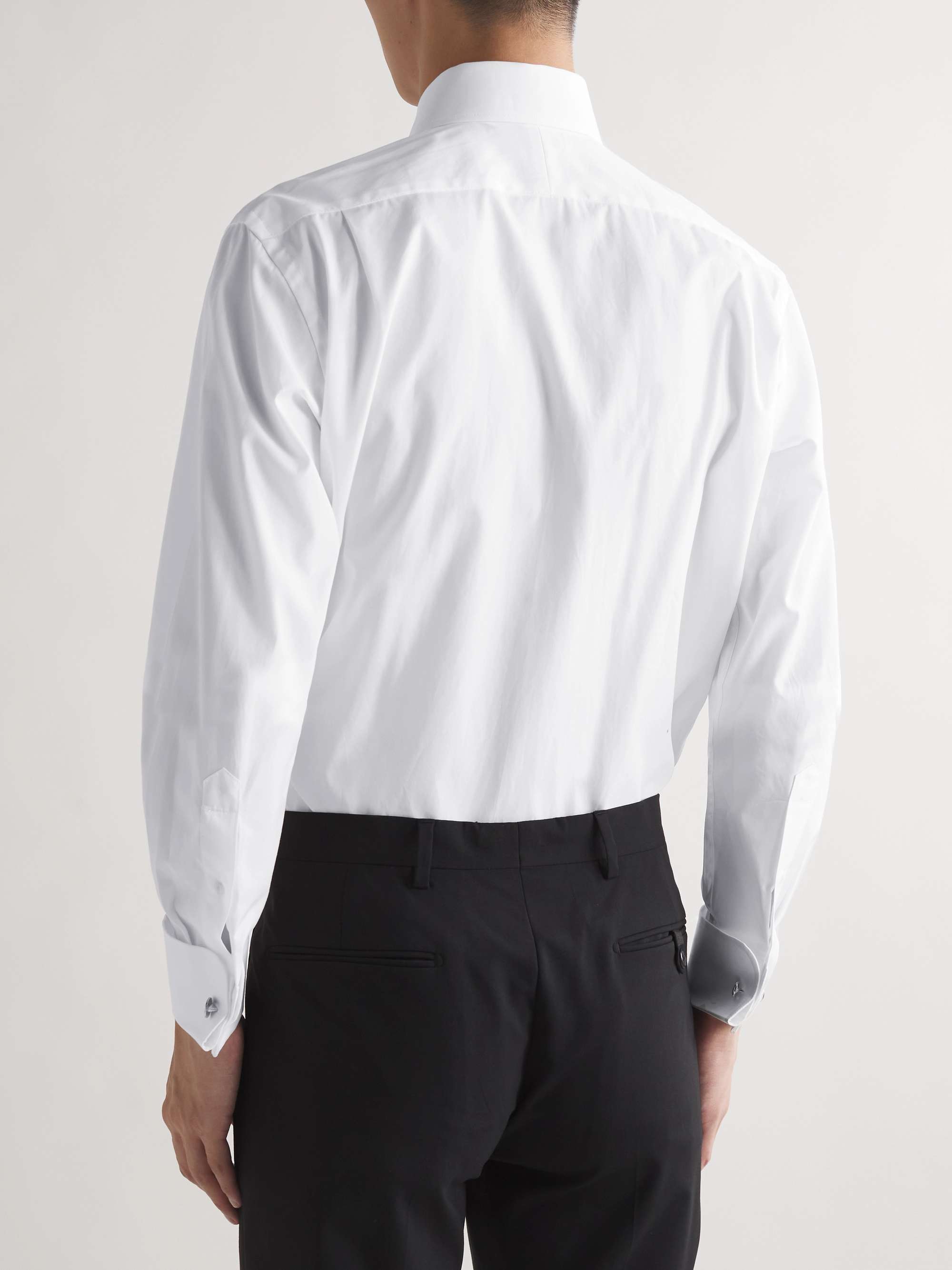 FAVOURBROOK Pleated Double-Cuff Cotton-Poplin Tuxedo Shirt