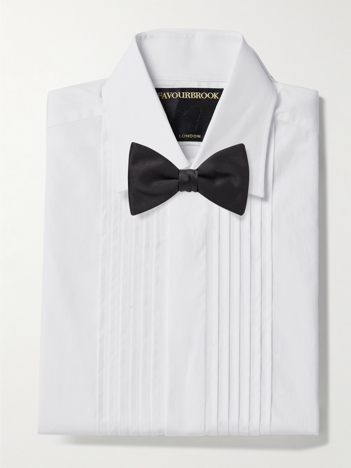 Shop Favourbrook Pleated Double-cuff Cotton-poplin Tuxedo Shirt In White