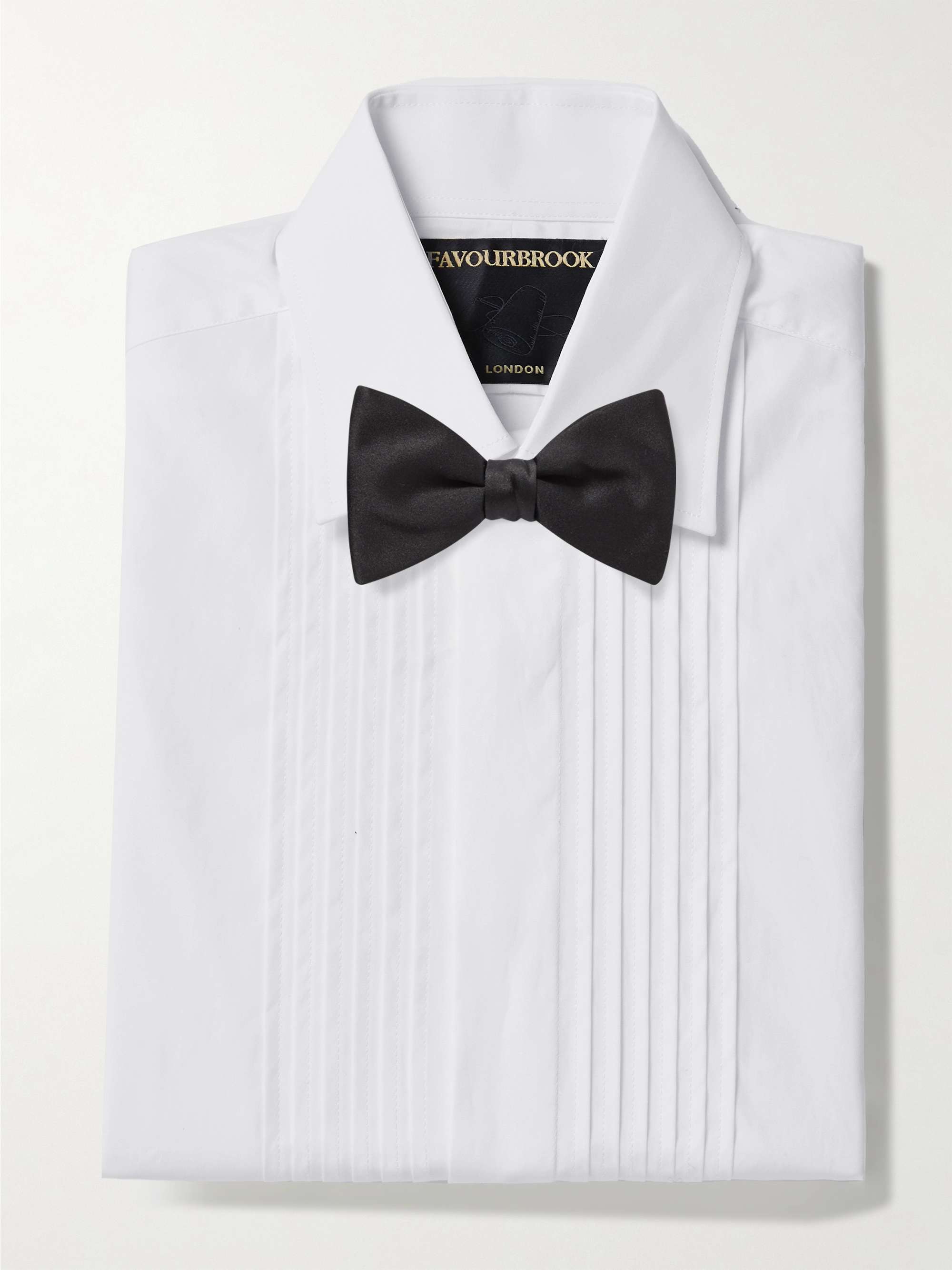 FAVOURBROOK Pleated Double-Cuff Cotton-Poplin Tuxedo Shirt