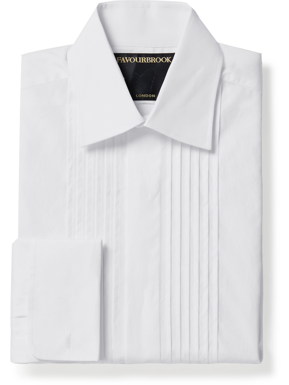 Favourbrook Pleated Double-cuff Cotton-poplin Tuxedo Shirt In White