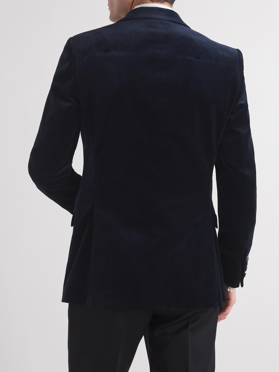 Shop Favourbrook Cotton-velvet Tuxedo Jacket In Blue