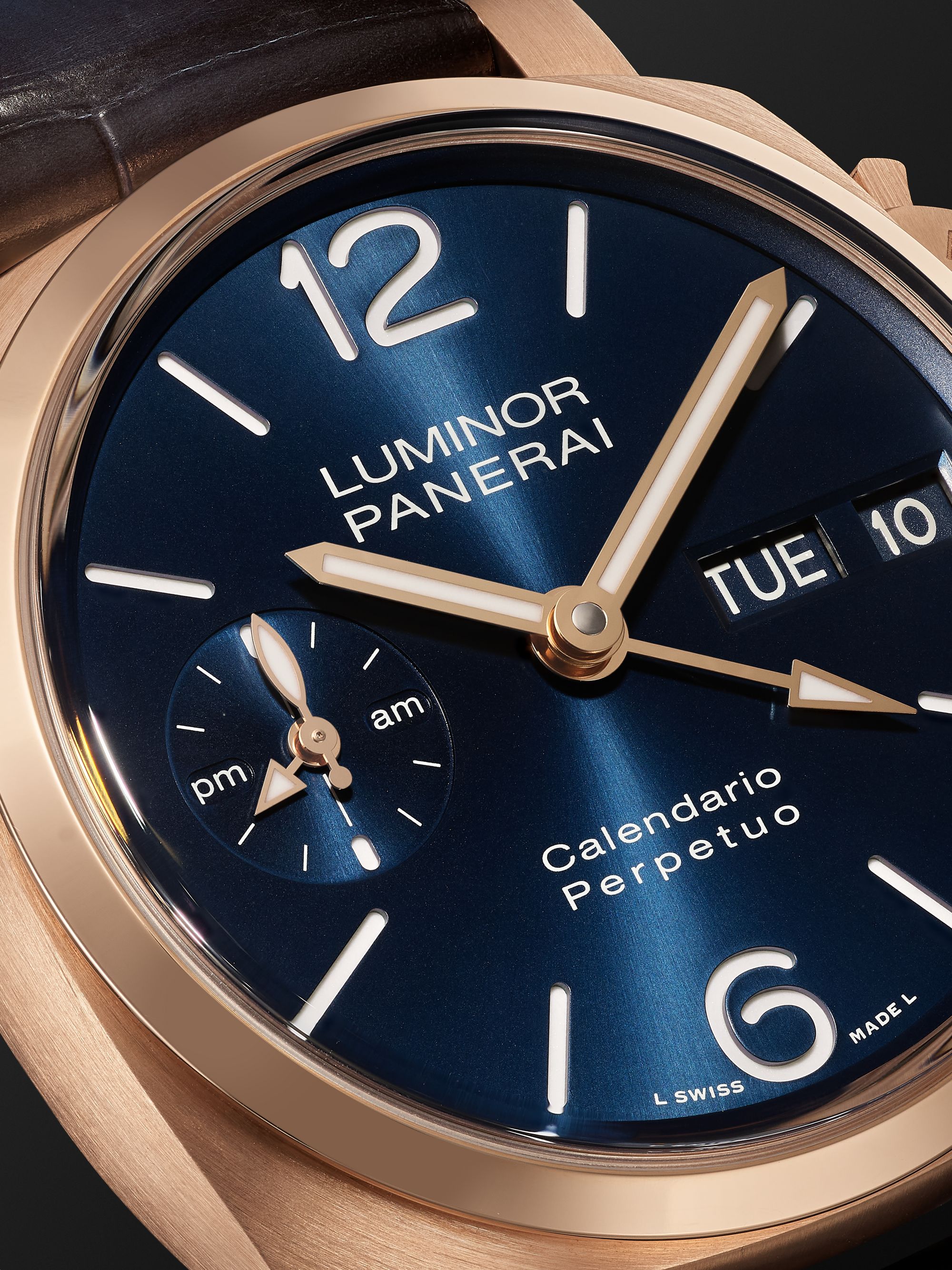 PANERAI Luminor Perpetual Calendar Automatic 44mm Goldtech and Alligator Watch, Ref. No