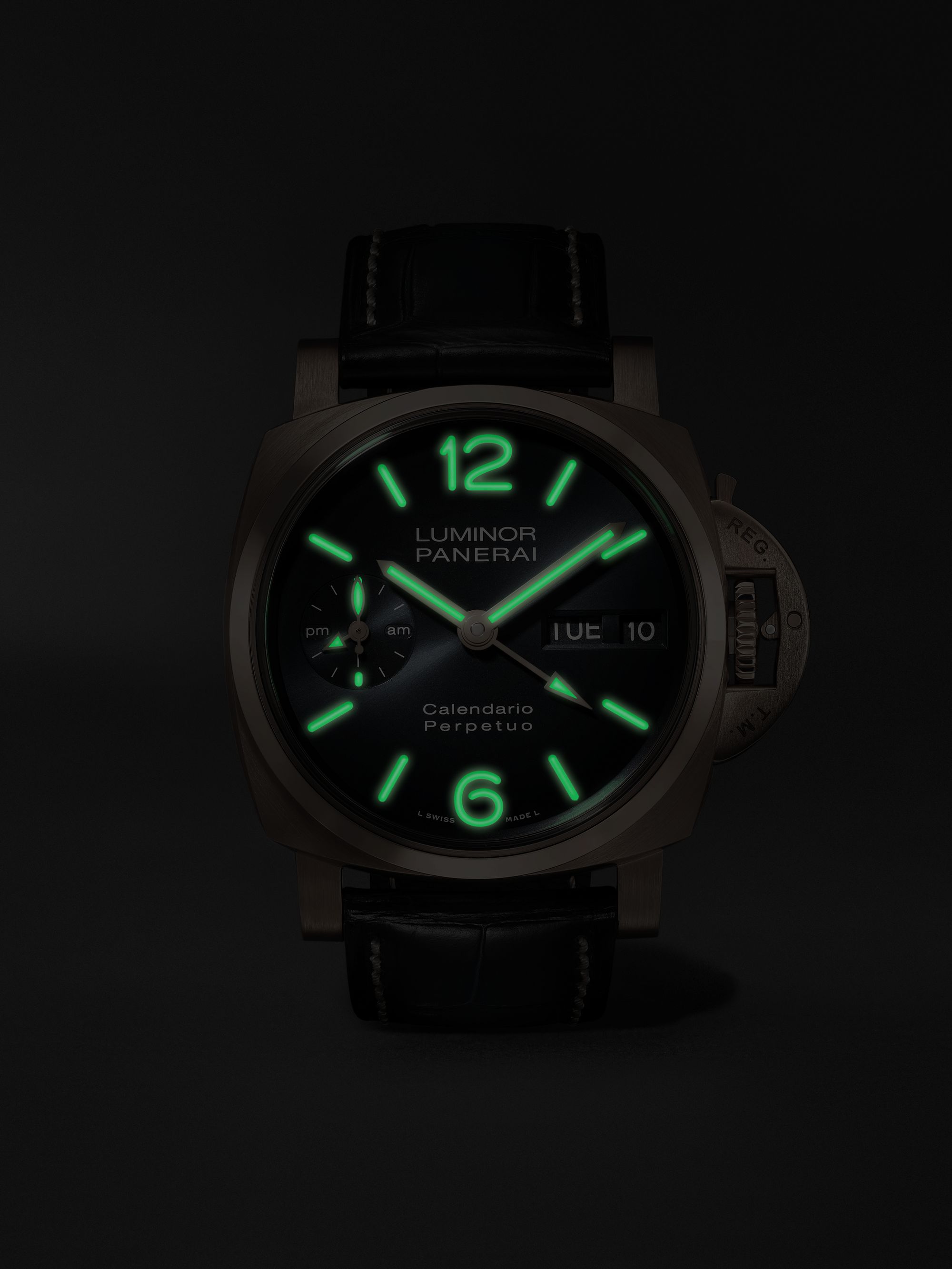 PANERAI Luminor Perpetual Calendar Automatic 44mm Goldtech and Alligator Watch, Ref. No