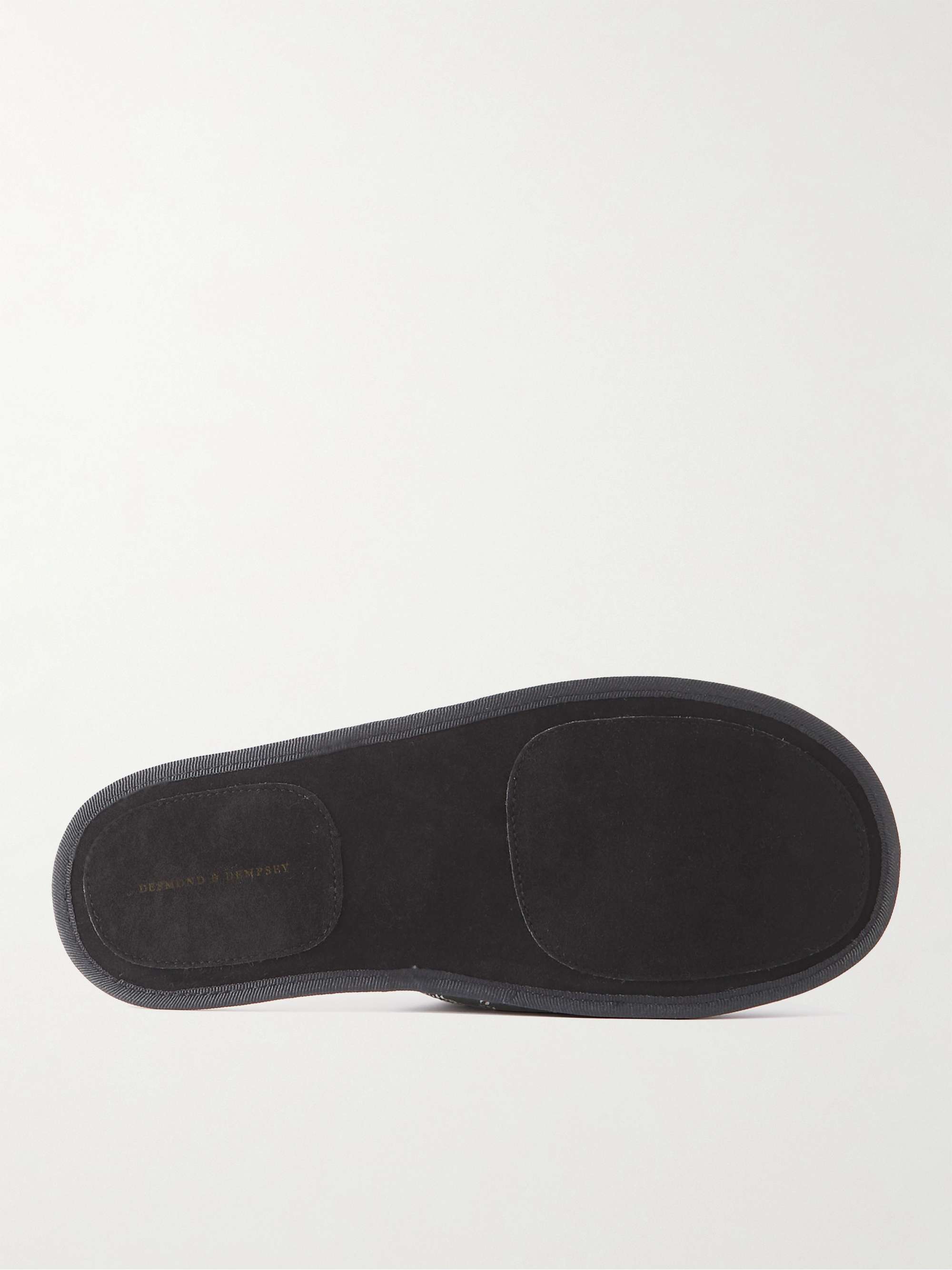 DESMOND & DEMPSEY Wool Fleee Lines Quilted Printed Cotton Slippers