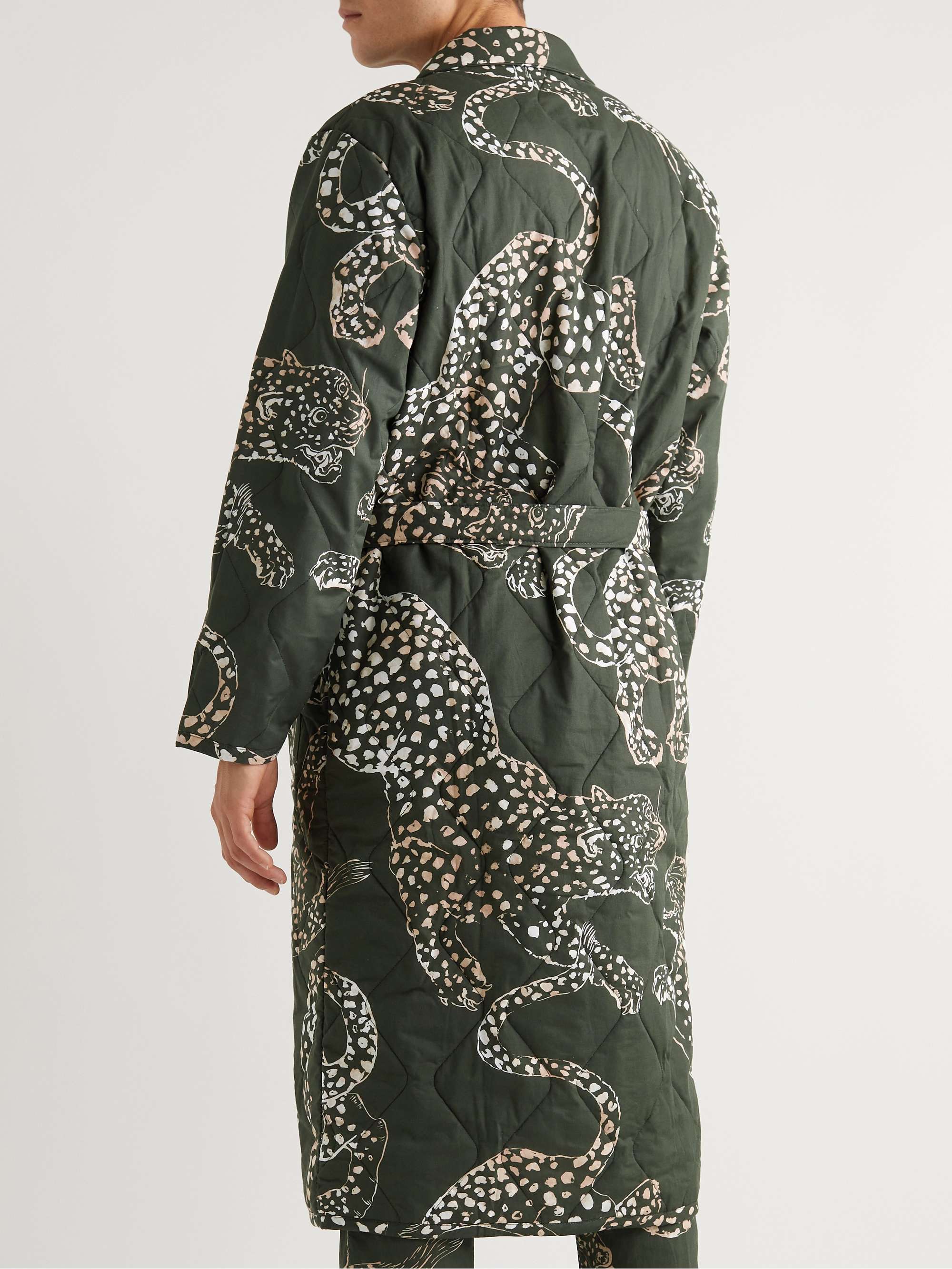 DESMOND & DEMPSEY Quilted Printed Cotton Robe