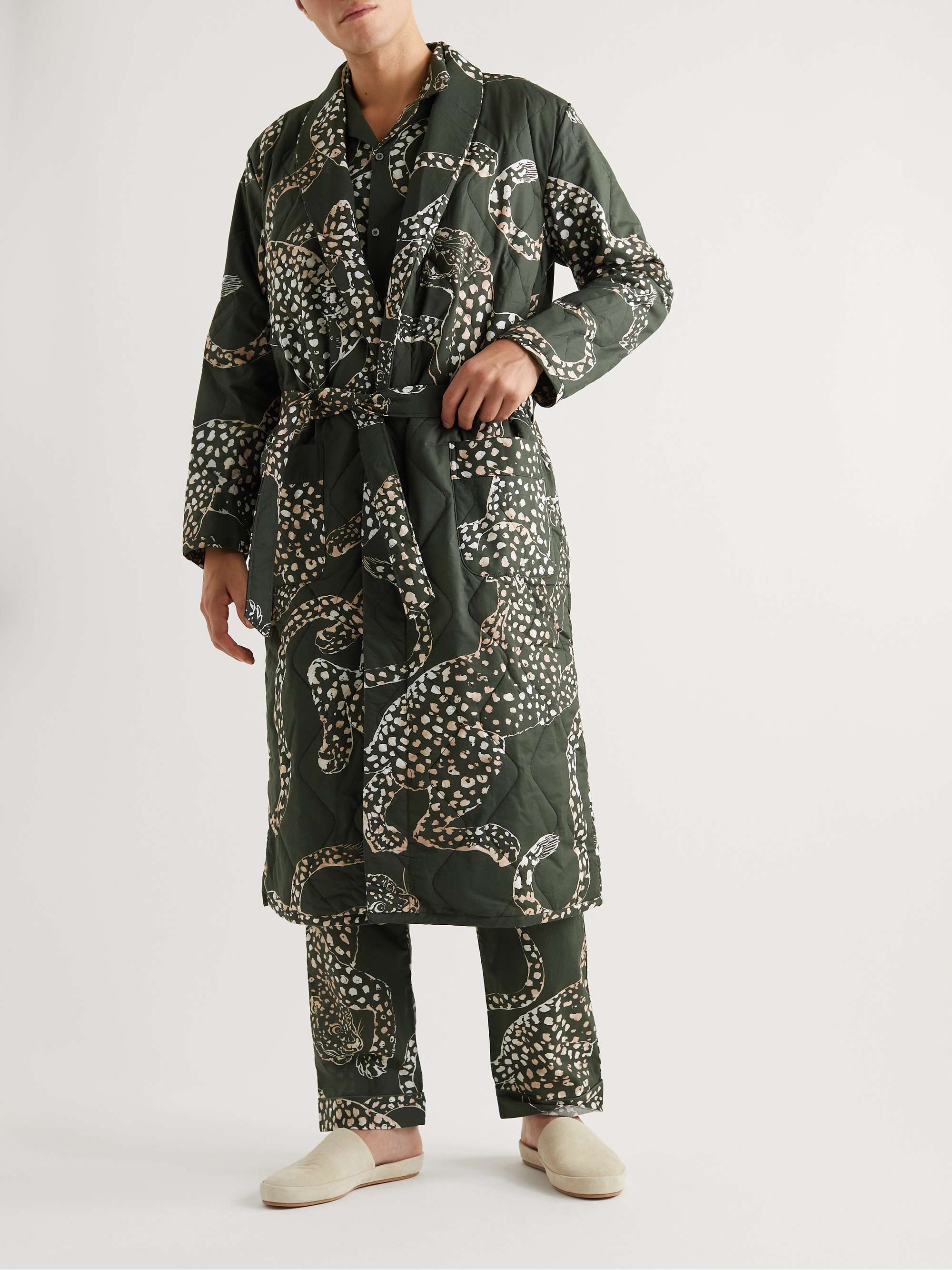 DESMOND & DEMPSEY Quilted Printed Cotton Robe
