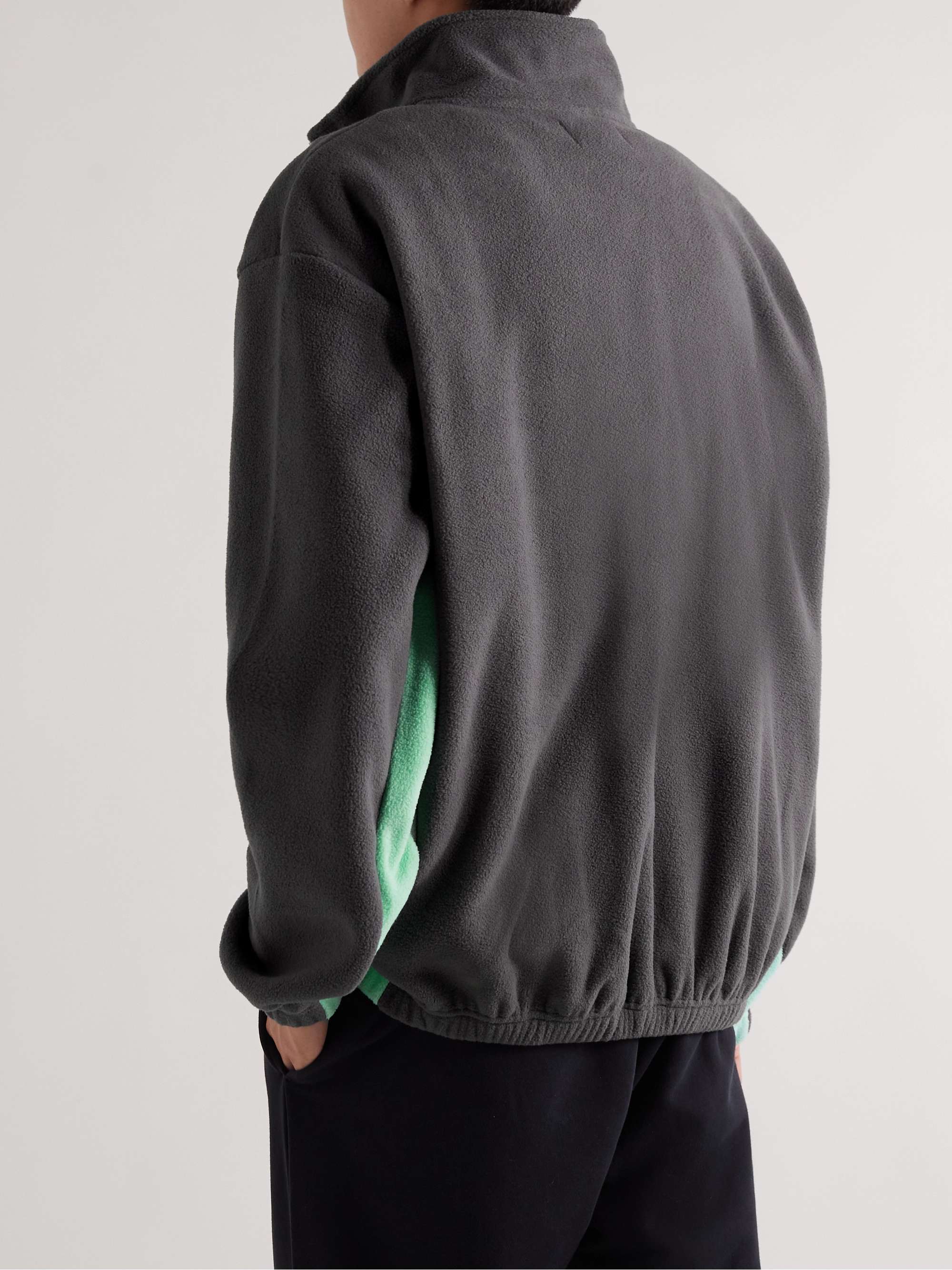 Striped Logo-Embroidered Recycled-Fleece Half-Zip Sweatshirt