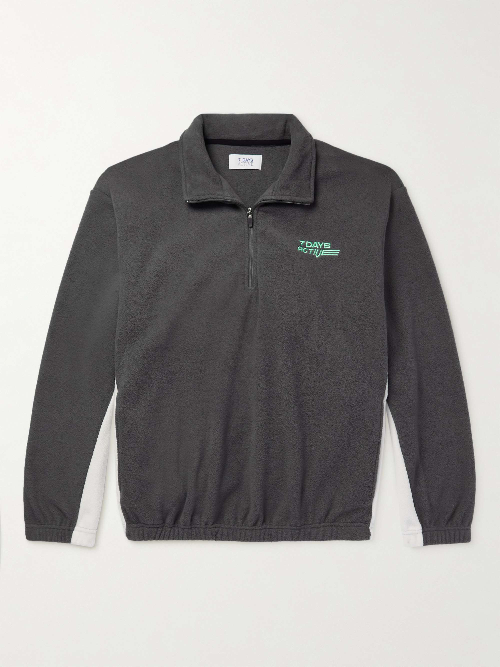 7 DAYS ACTIVE Striped Logo-Embroidered Recycled-Fleece Half-Zip Sweatshirt  for Men | MR PORTER