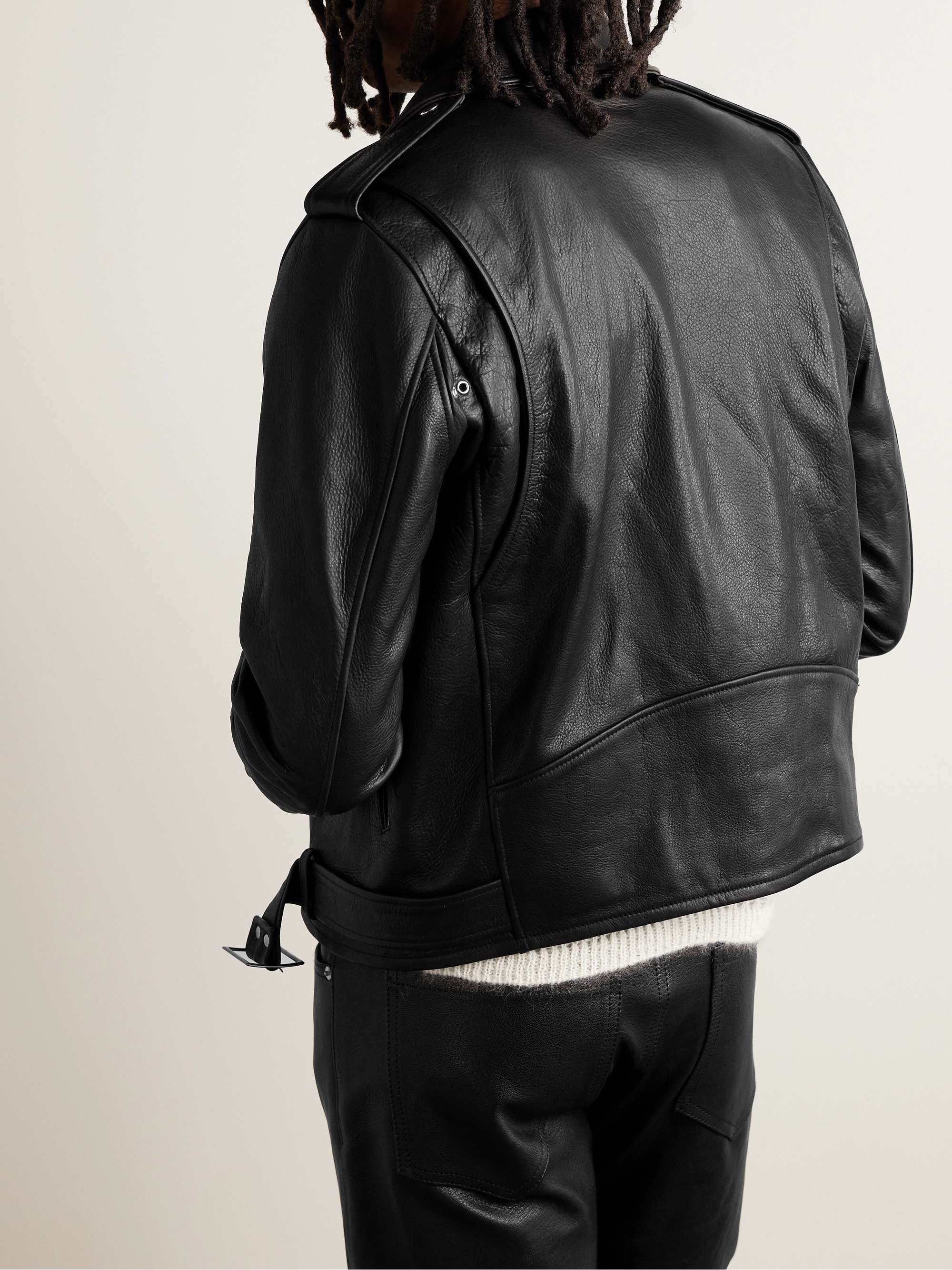 JOHN ELLIOTT Slim-Fit Full-Grain Leather Biker Jacket
