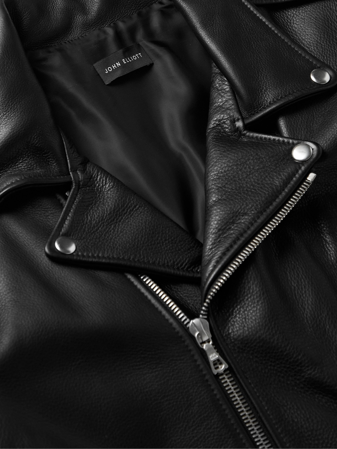 Shop John Elliott Slim-fit Full-grain Leather Biker Jacket In Black