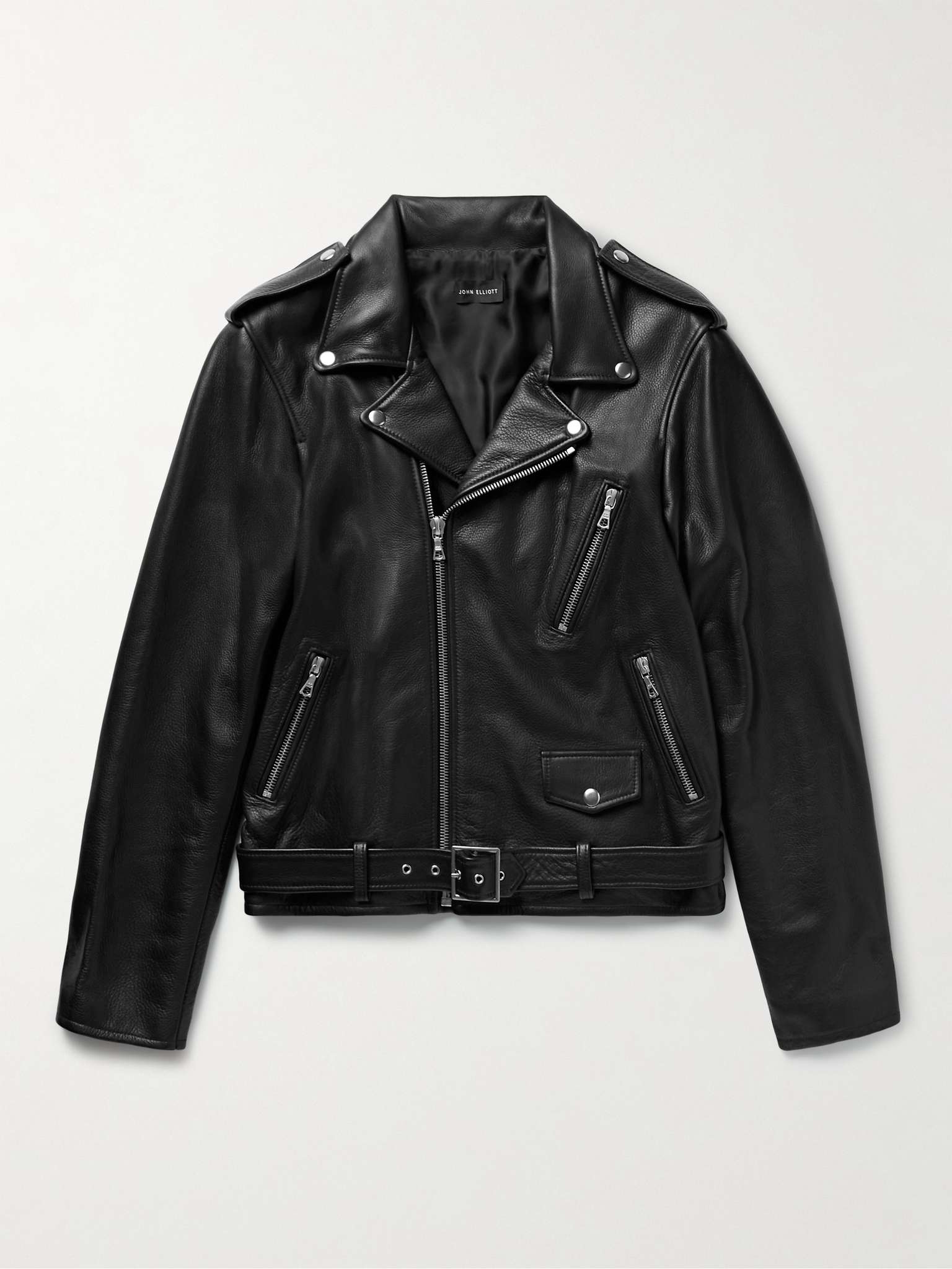 JOHN ELLIOTT Slim-Fit Full-Grain Leather Biker Jacket for Men | MR PORTER