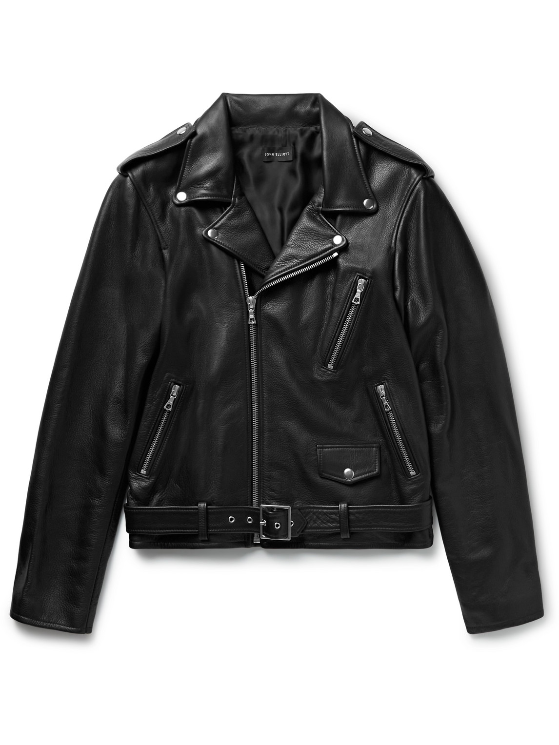 Shop John Elliott Slim-fit Full-grain Leather Biker Jacket In Black