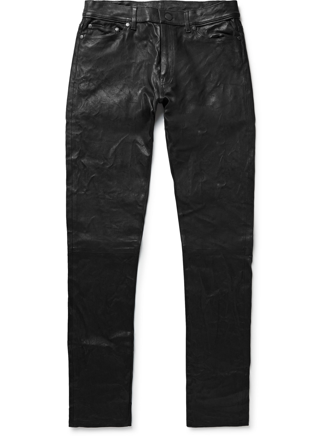 Shop John Elliott Cast 2 Skinny-fit Leather Trousers In Black